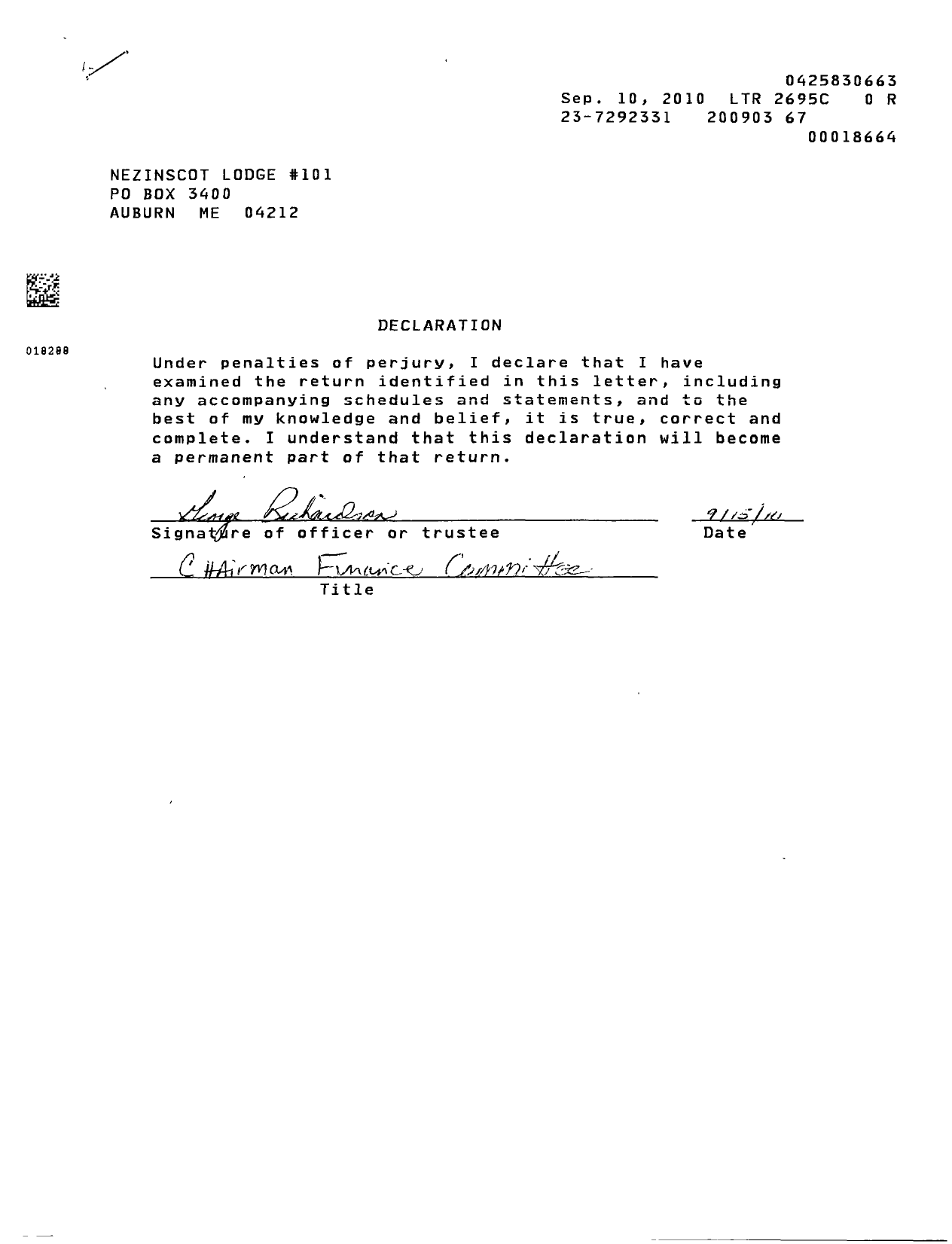 Image of first page of 2008 Form 990EOR for Ancient Free and Accepted Masons of Maine - 101 Nezinscott