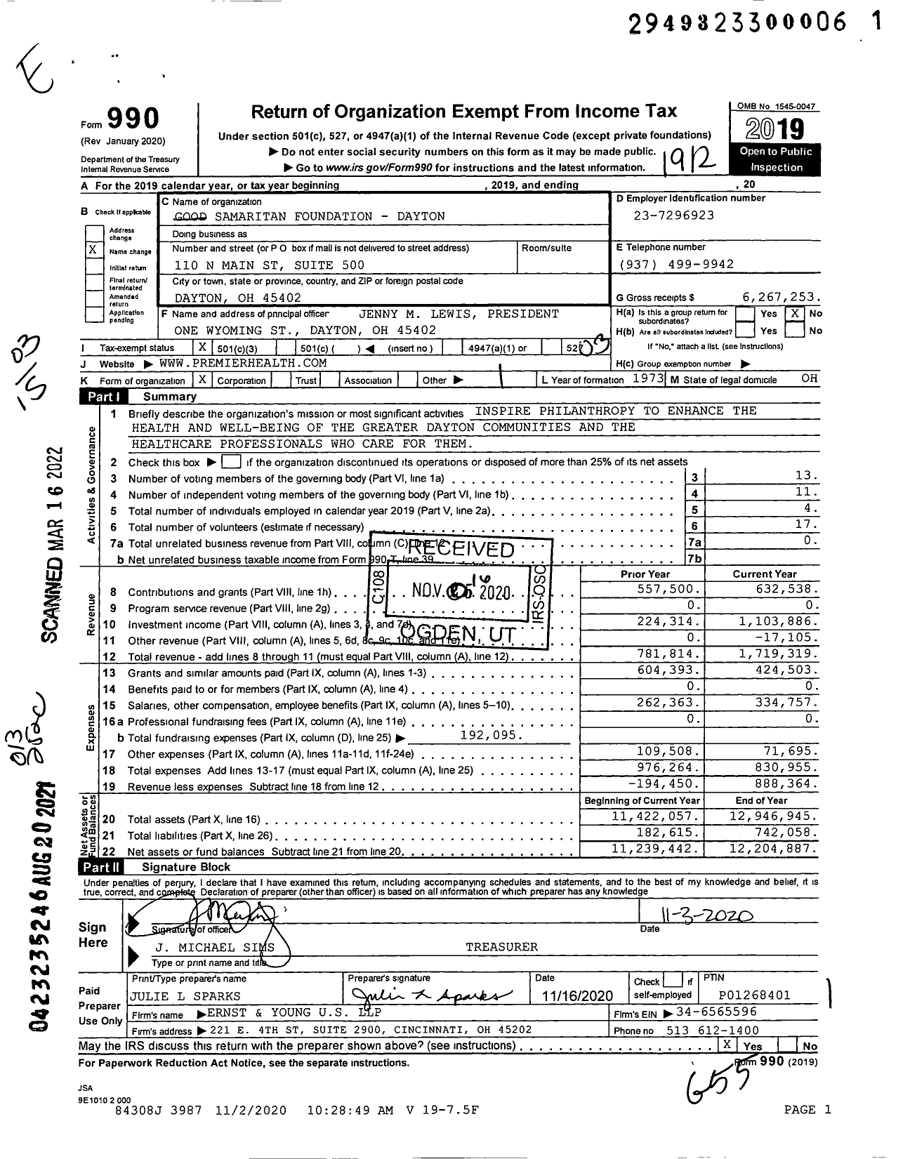 Image of first page of 2019 Form 990 for Good Samaritan Foundation - Dayton