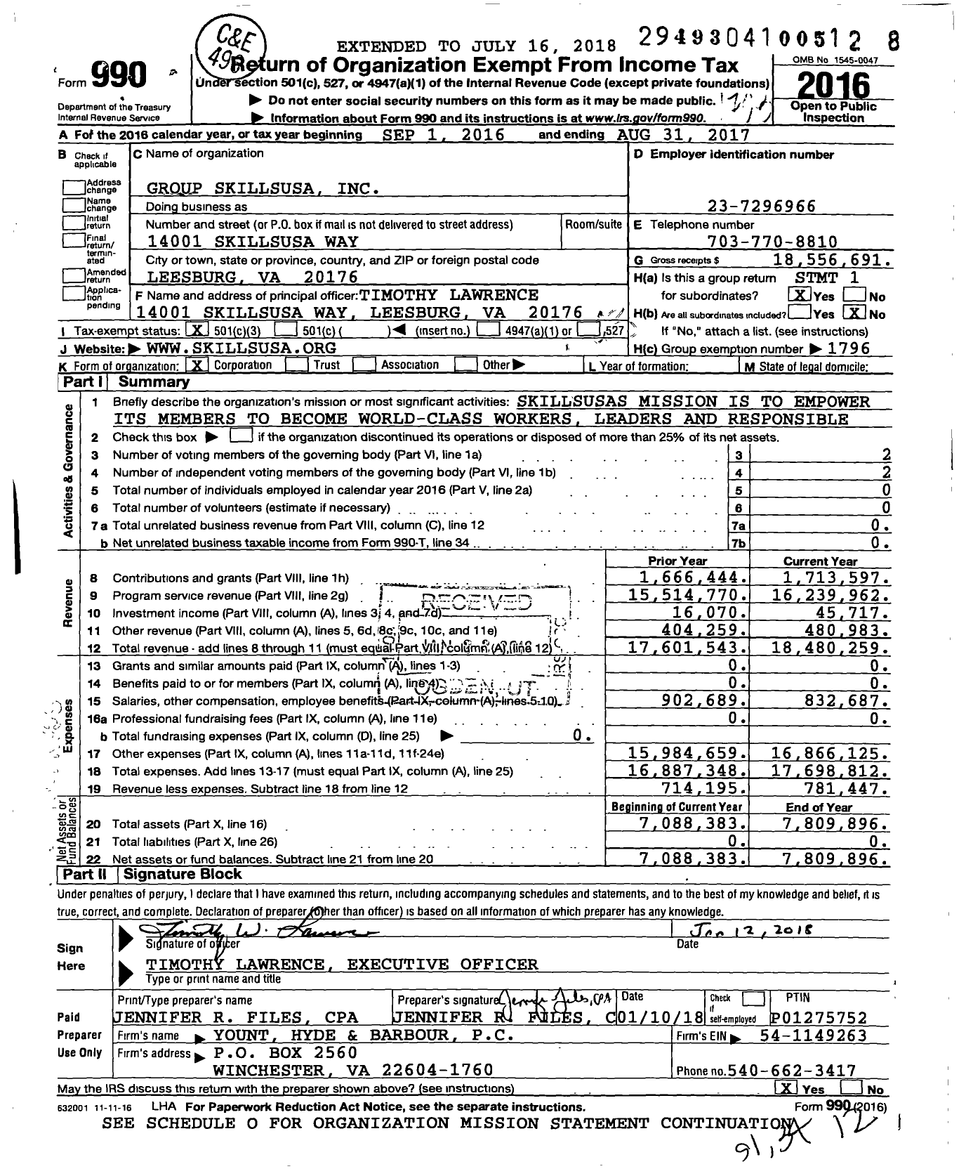 Image of first page of 2016 Form 990 for Group Return