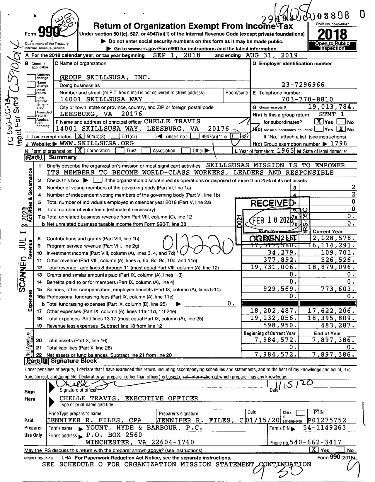 Image of first page of 2018 Form 990 for Group Return