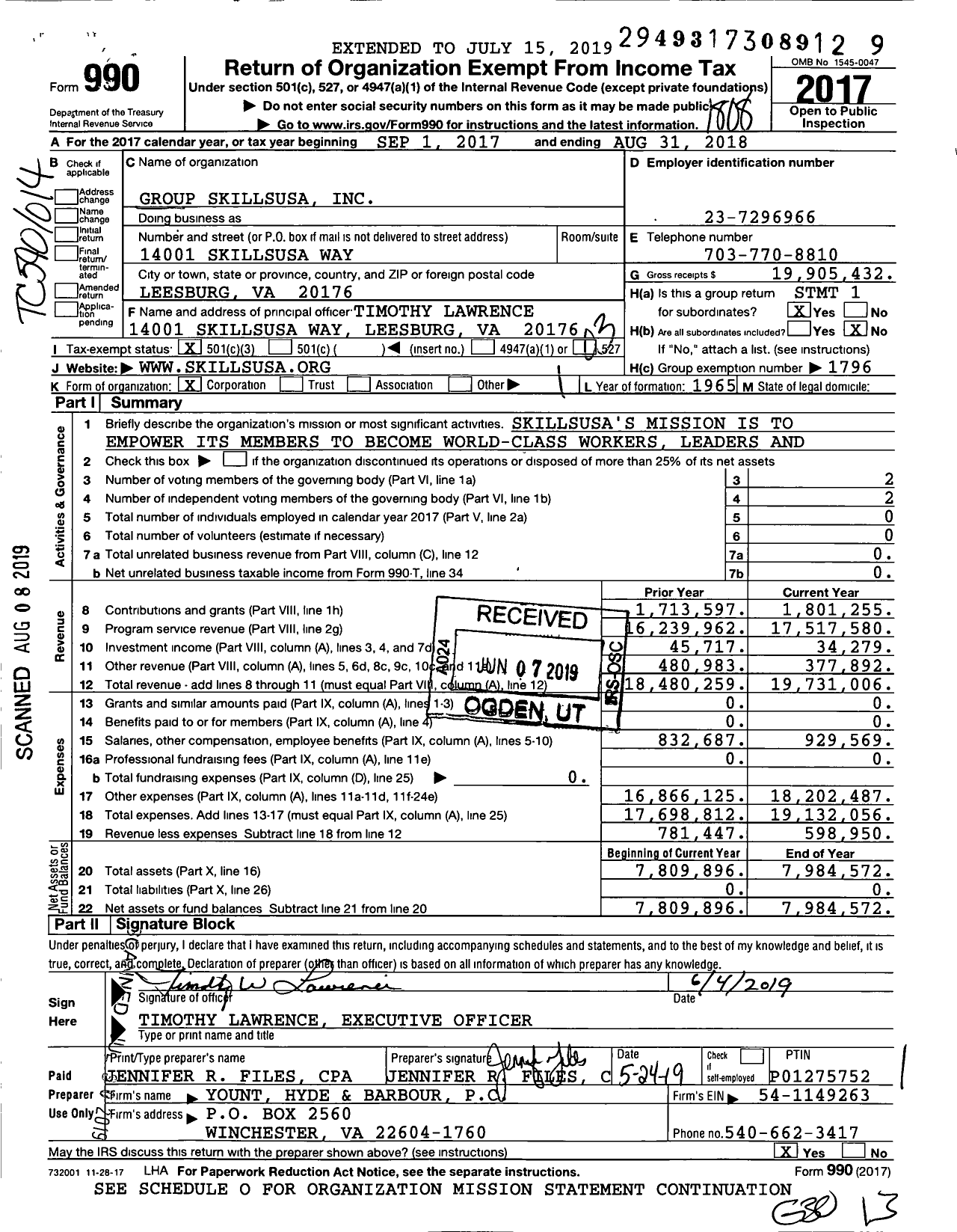 Image of first page of 2017 Form 990 for Group Return