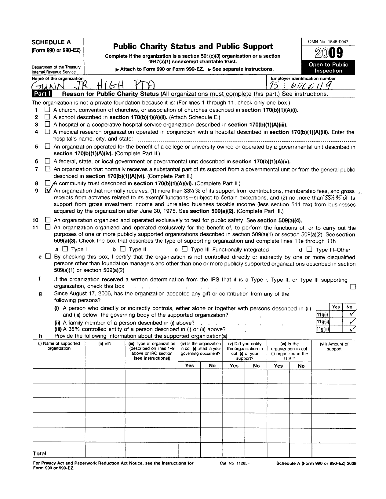 Image of first page of 2009 Form 990ER for VFW Wi - 8718 Eubank Ulrich Zuelke Auxiliary