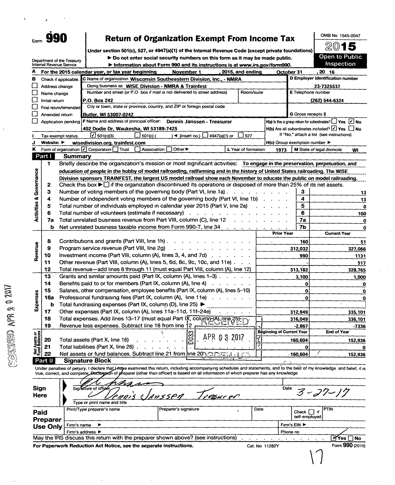Image of first page of 2015 Form 990 for Trainfest