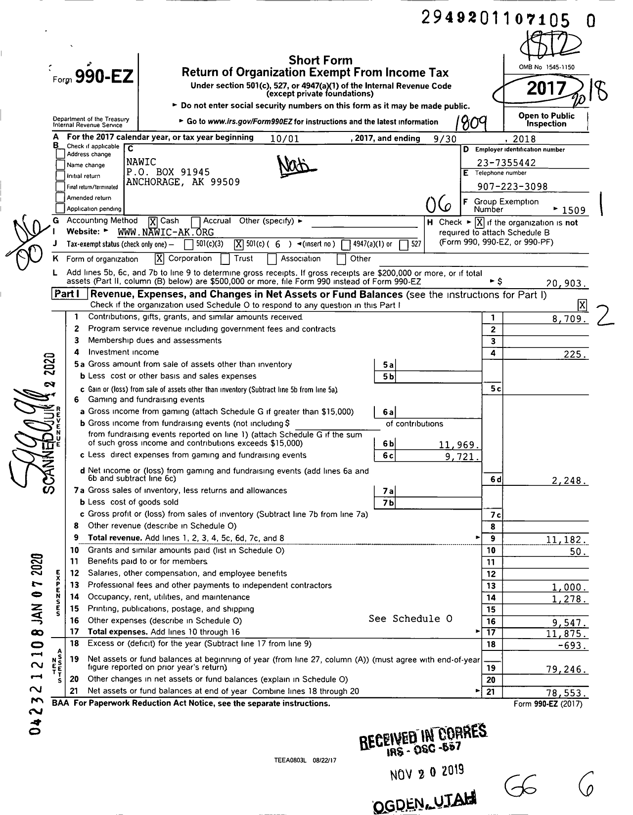 Image of first page of 2017 Form 990EO for National Association of Women in Construction - 197 Alaska