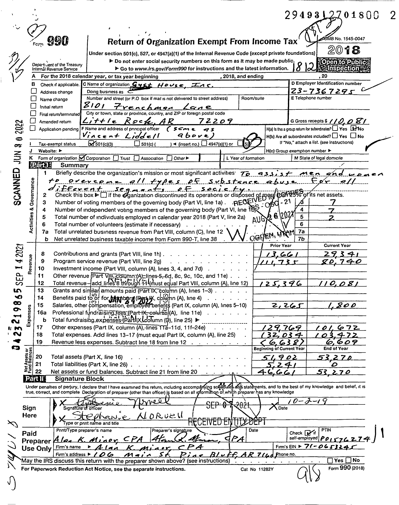 Image of first page of 2018 Form 990 for Gyst House