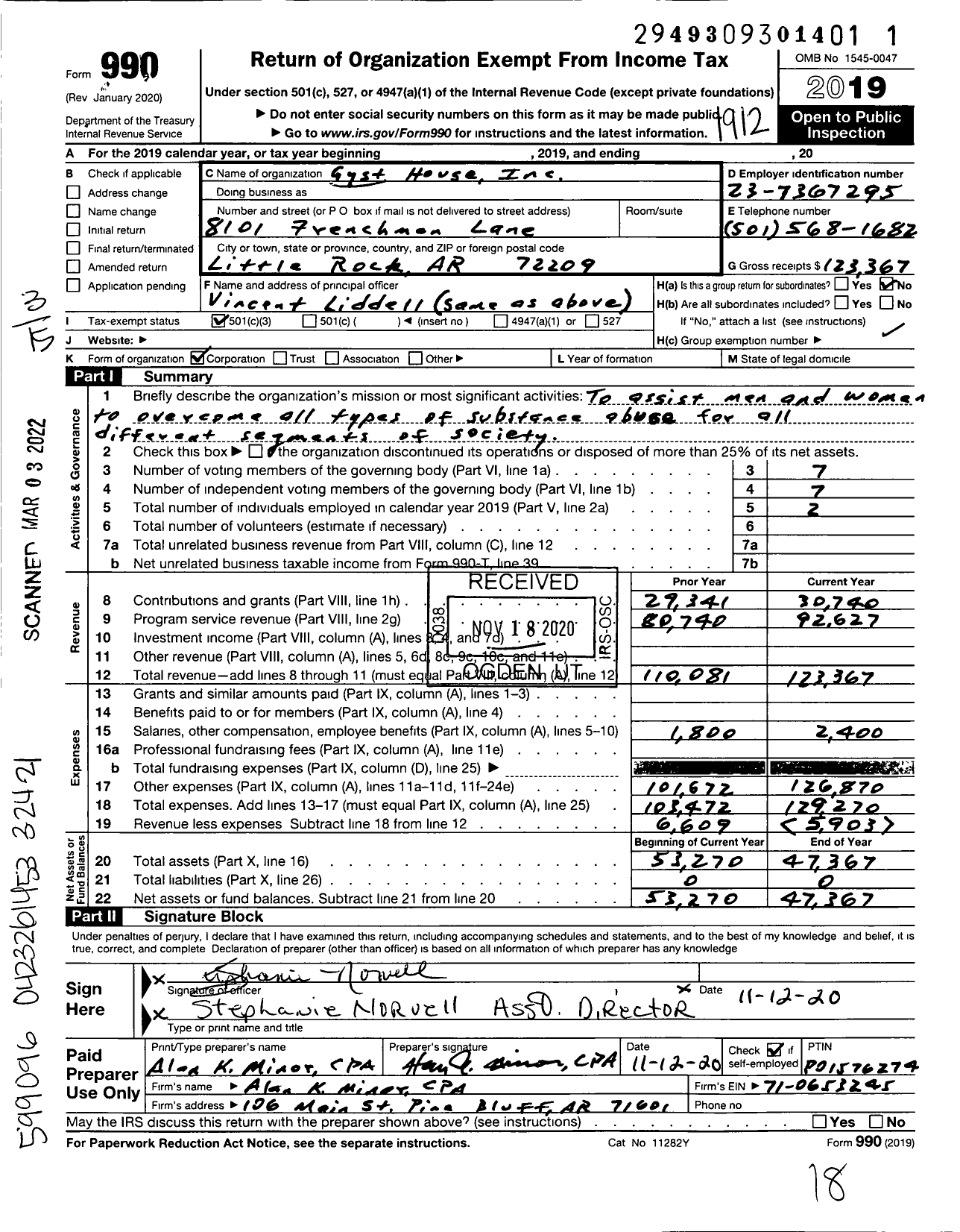 Image of first page of 2019 Form 990 for Gyst House