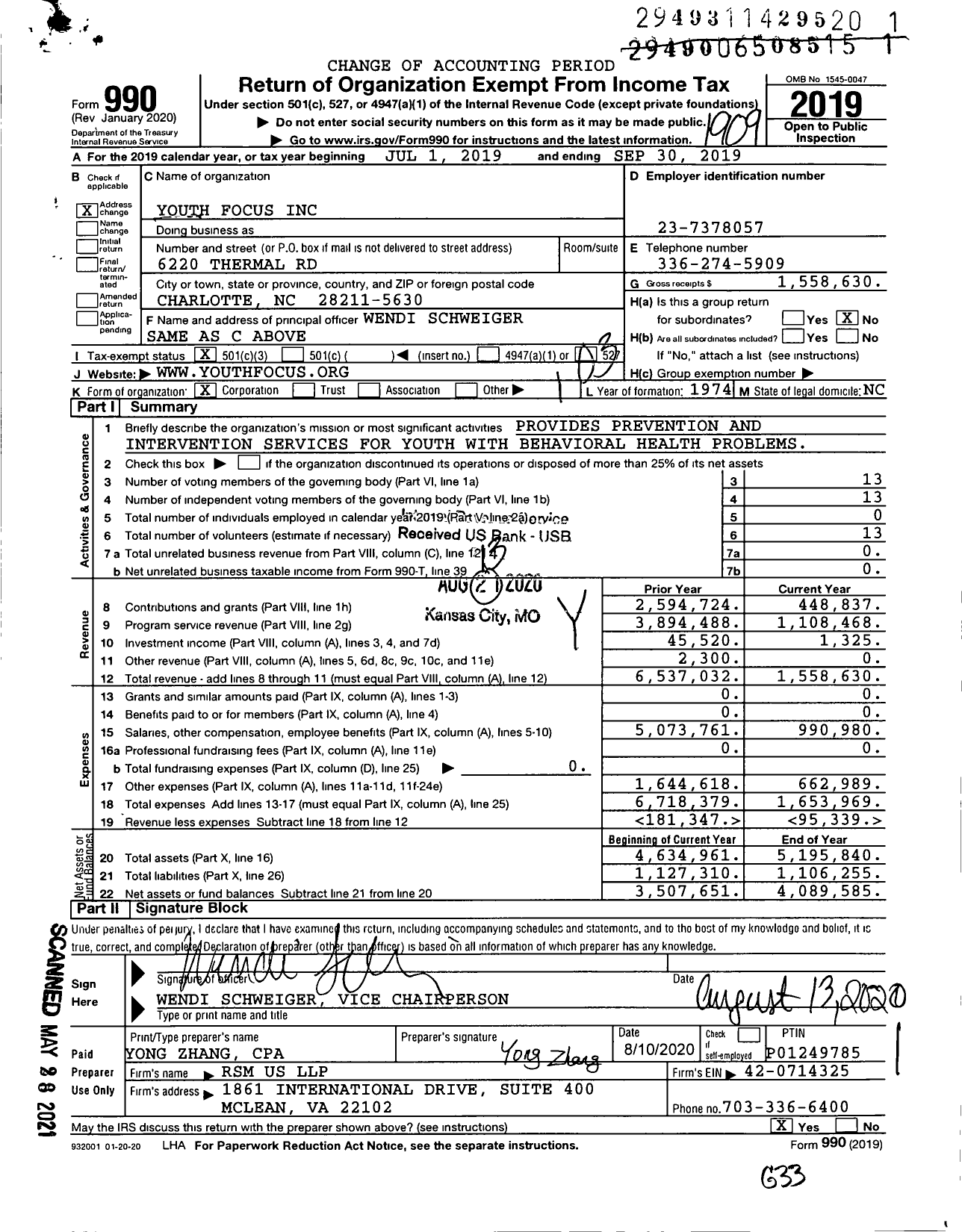 Image of first page of 2018 Form 990 for Youth Focus