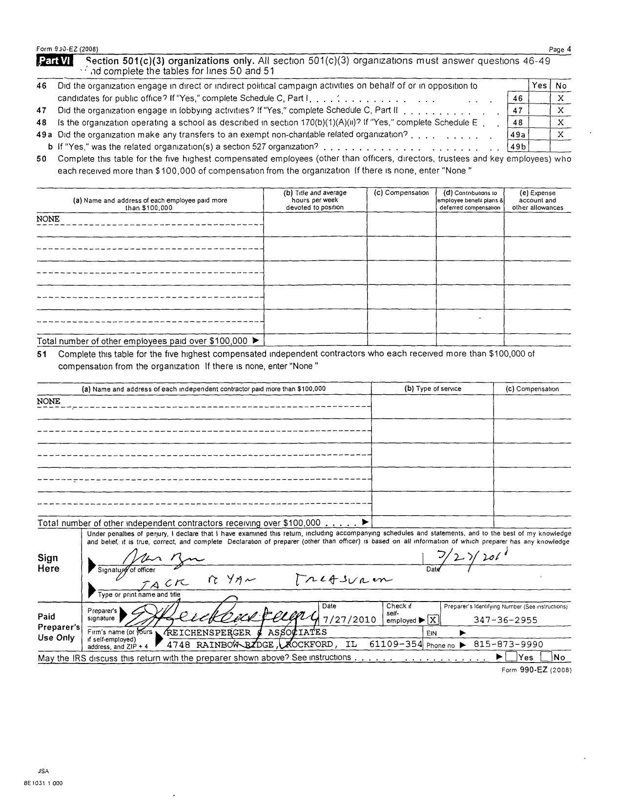Image of first page of 2008 Form 990ER for Aquatic Education Group