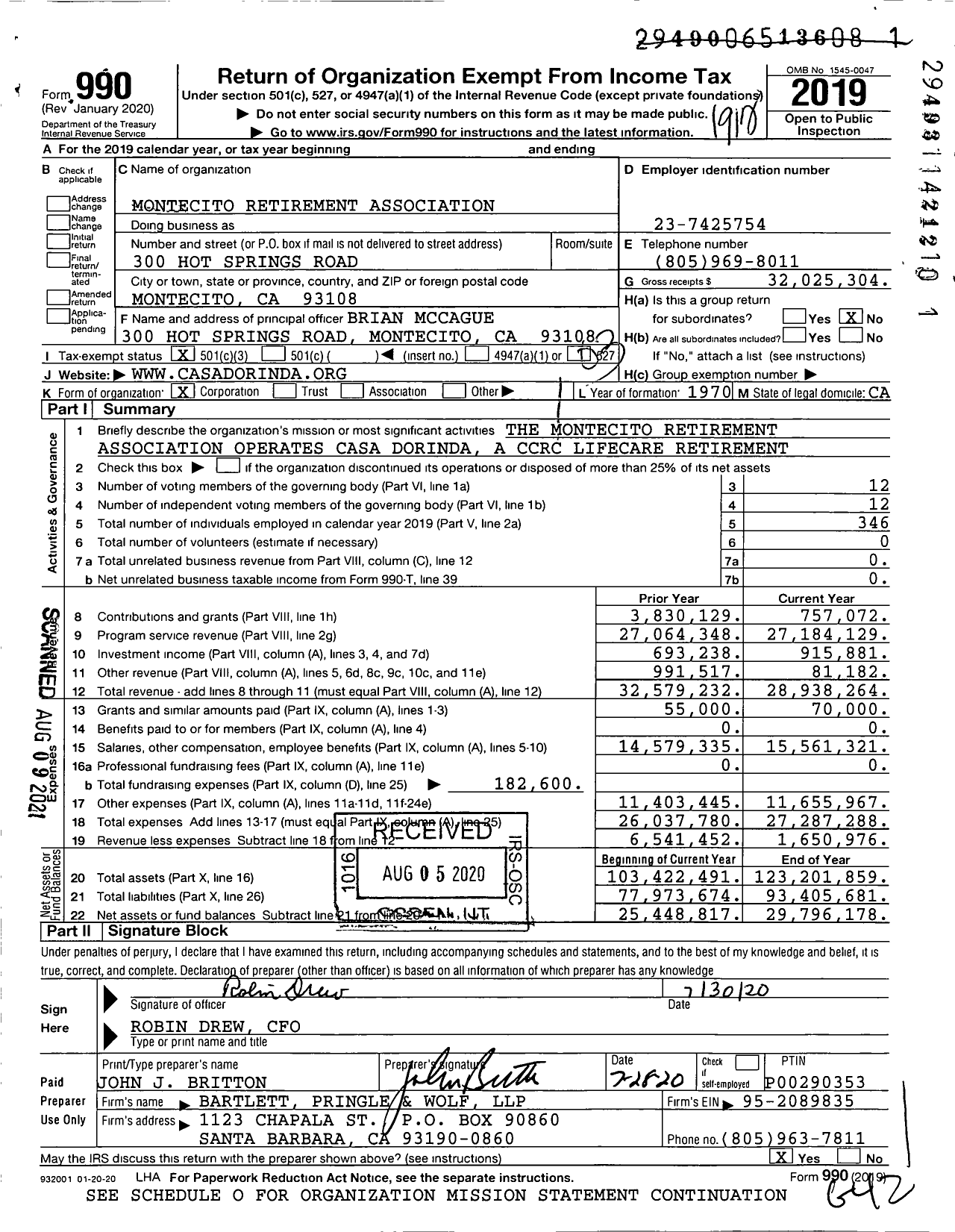 Image of first page of 2019 Form 990 for Casa Dorinda