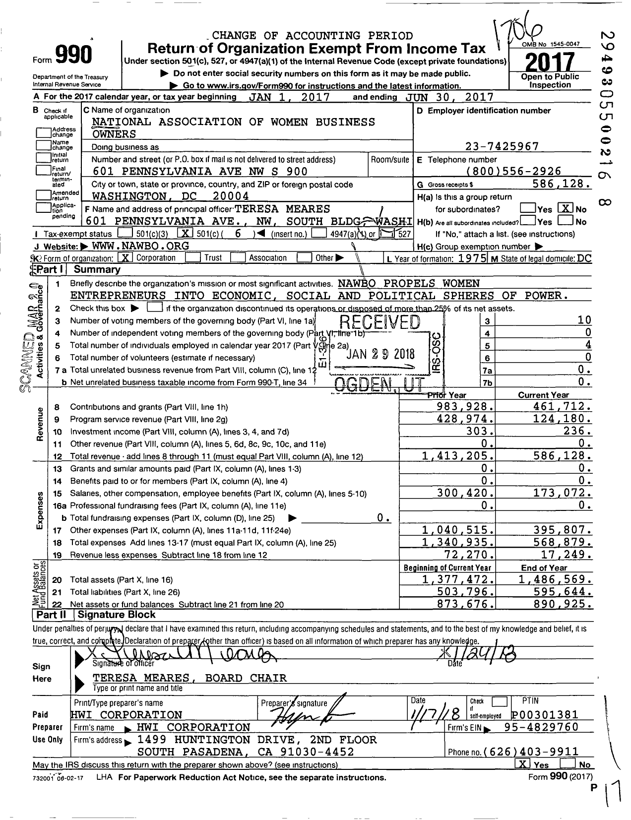 Image of first page of 2016 Form 990O for National Association of Women Business Owners (NAWBO)