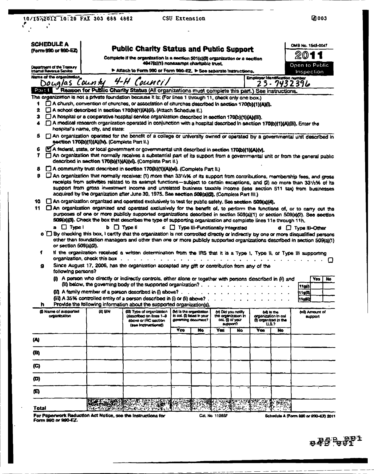 Image of first page of 2010 Form 990ER for Colorado 4-H Foundation / Douglas County 4-H Council