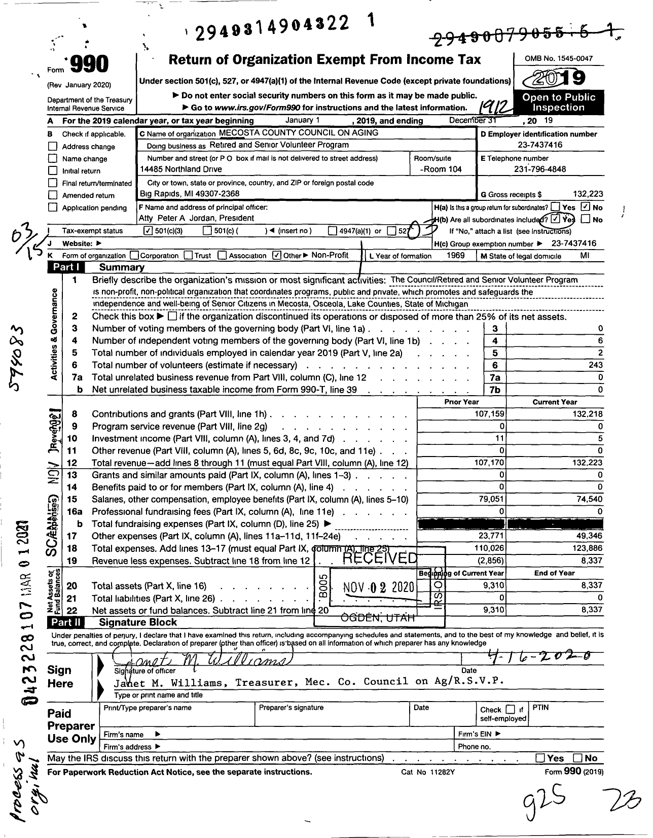 Image of first page of 2019 Form 990 for Retired and Senior Volunteer Program