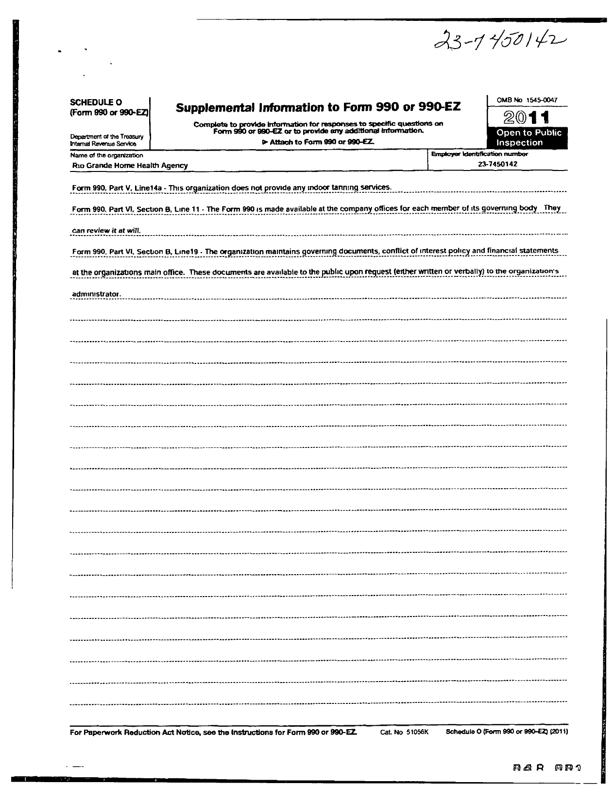 Image of first page of 2011 Form 990R for Rio Grande Home Health Agency