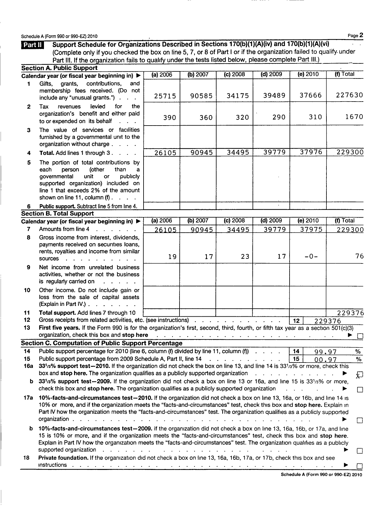 Image of first page of 2010 Form 990ER for Ashaway Volunteer Fire Association
