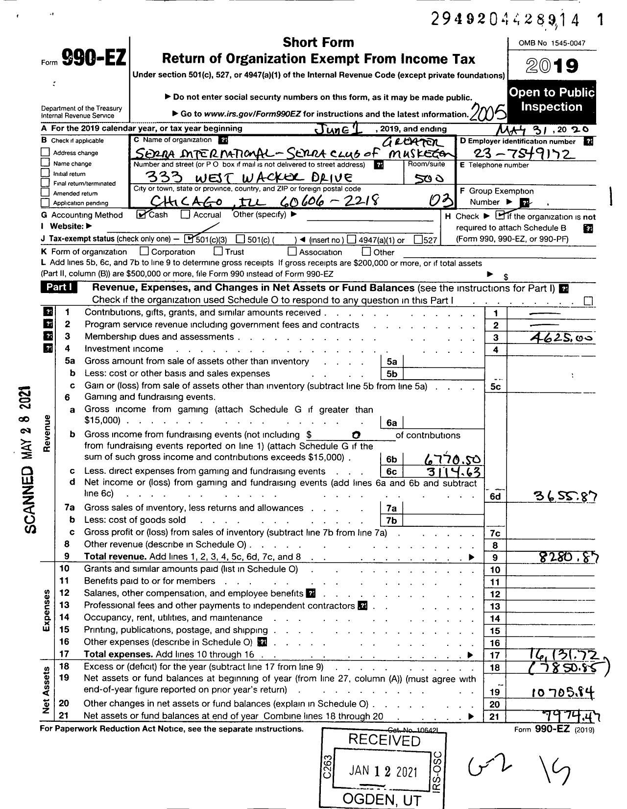 Image of first page of 2019 Form 990EZ for Serra International - 41 Greater Muskegon