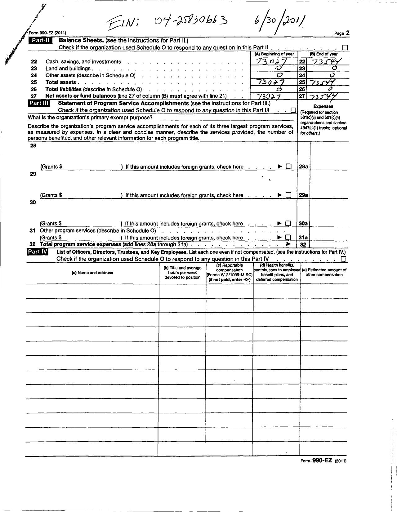 Image of first page of 2010 Form 990EOR for Independent Order of Odd Fellows - 25 Agawam Enc