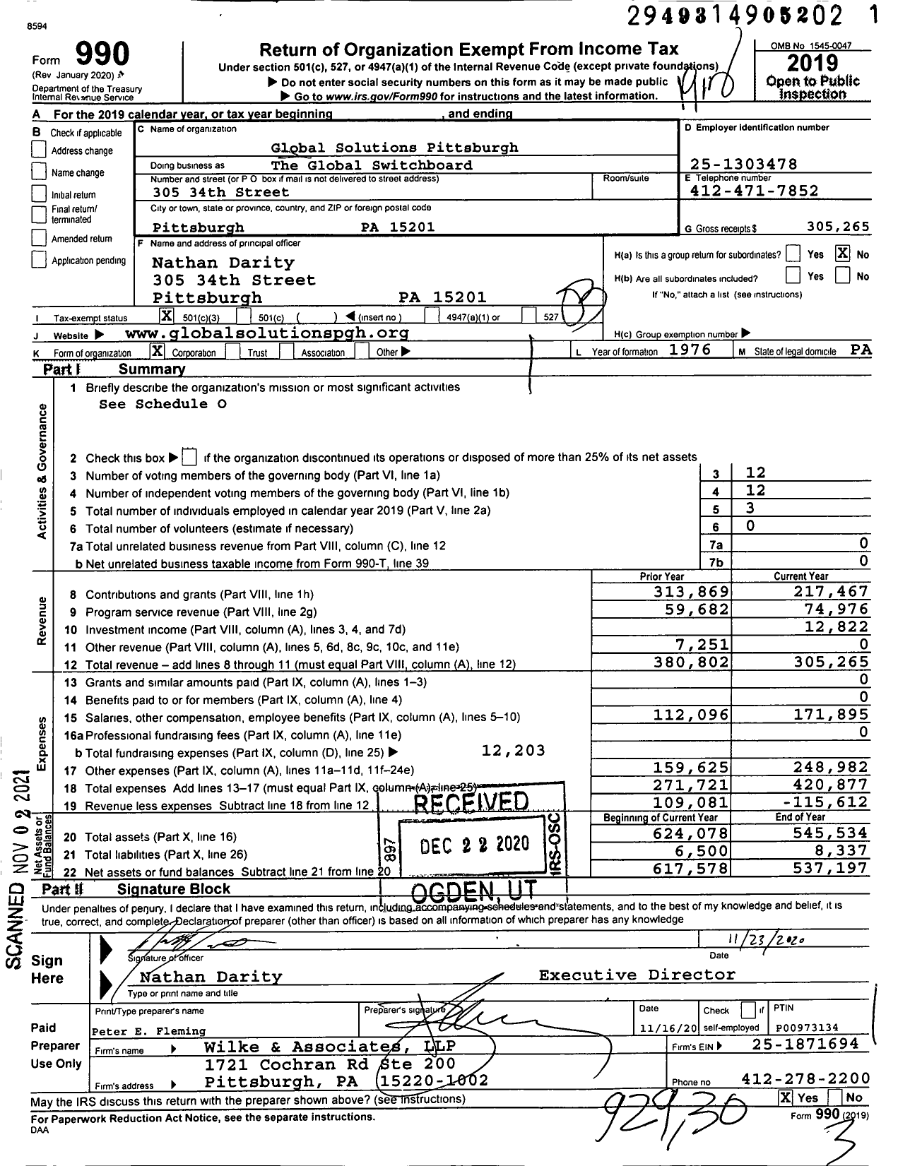 Image of first page of 2019 Form 990 for The Global Switchboard