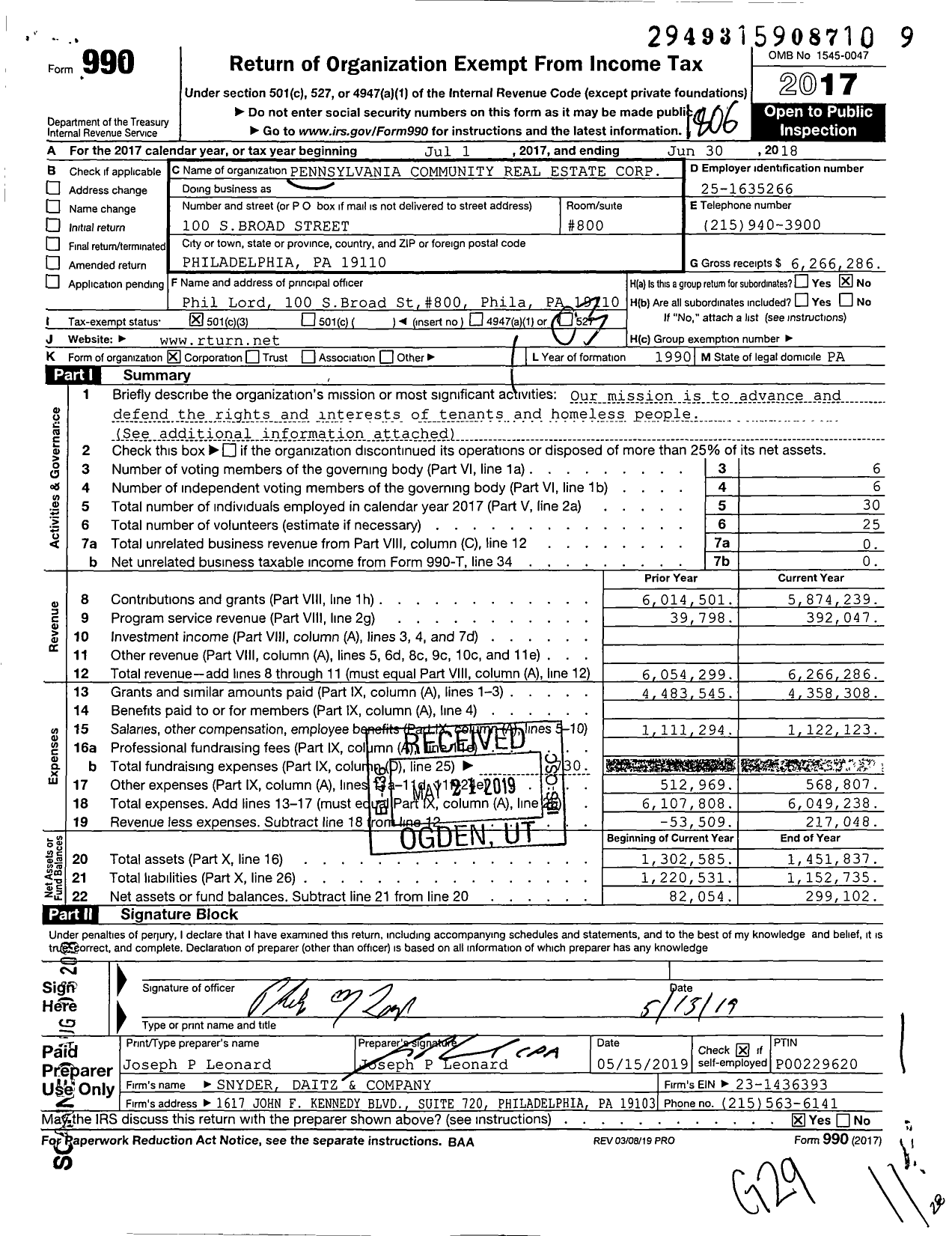 Image of first page of 2017 Form 990 for Tenant Union Representative Network (TURN)