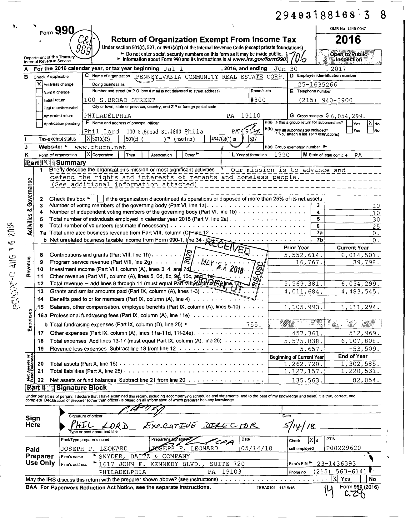 Image of first page of 2016 Form 990 for Tenant Union Representative Network (TURN)