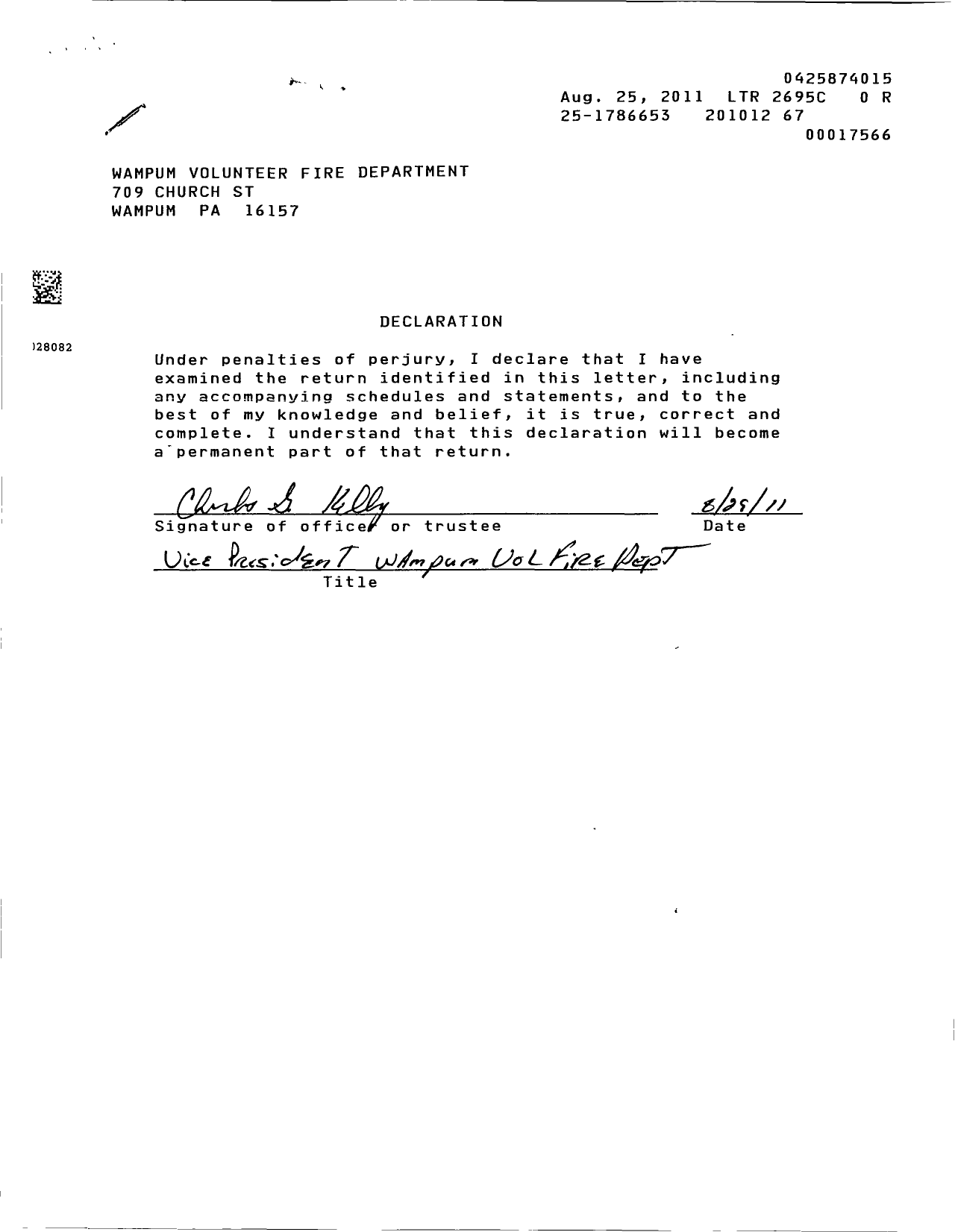 Image of first page of 2010 Form 990ER for Wampum Volunteer Fire Department