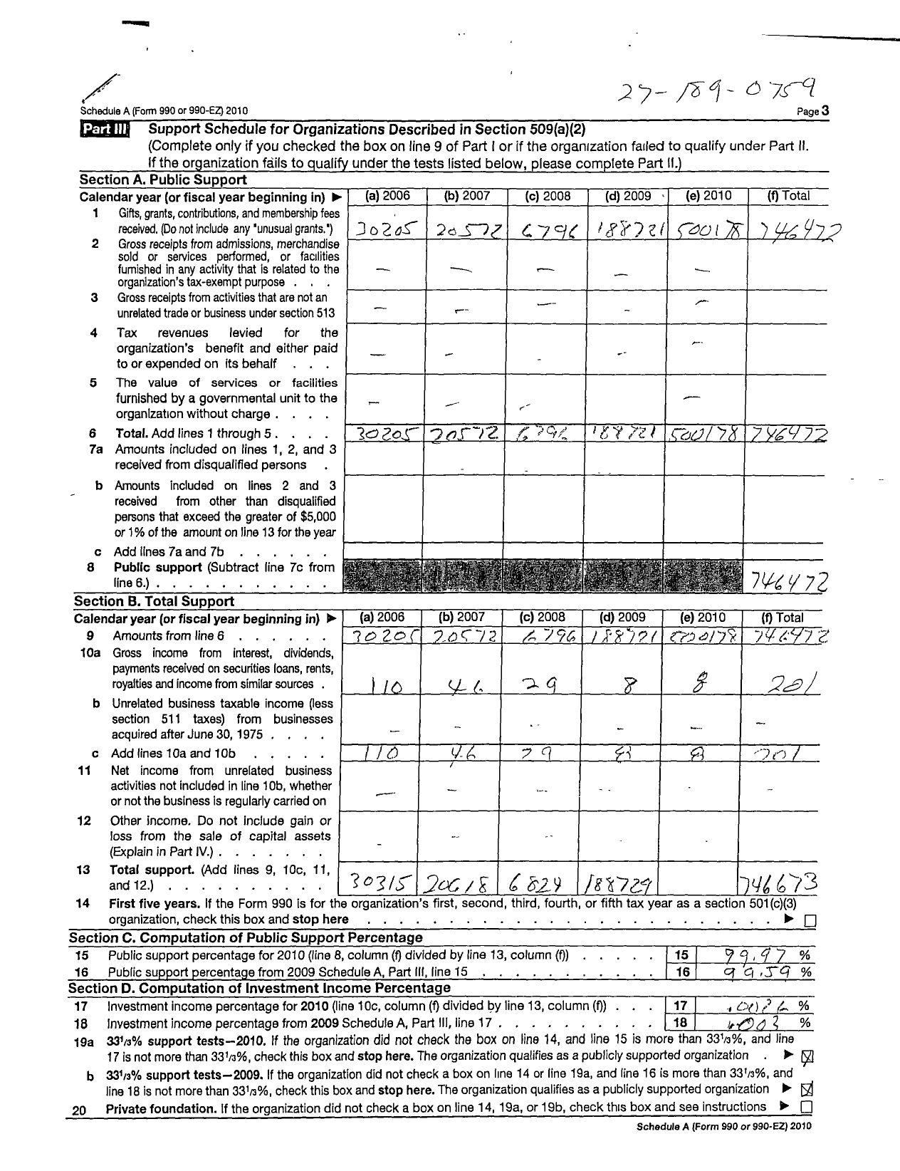 Image of first page of 2010 Form 990R for Northwest Pennsylvania Trail Association