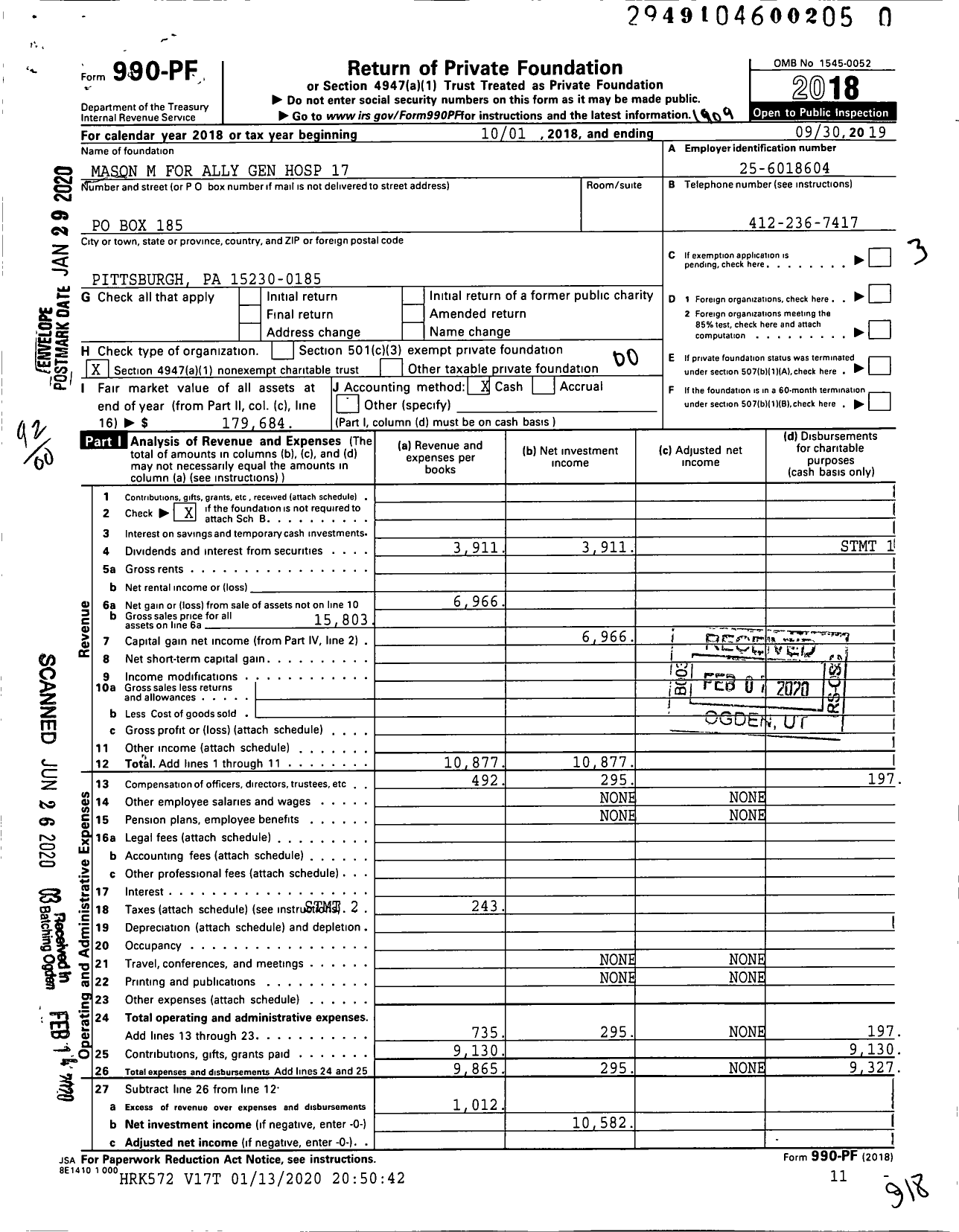 Image of first page of 2018 Form 990PR for Mason M for Ally Gen Hospital 17