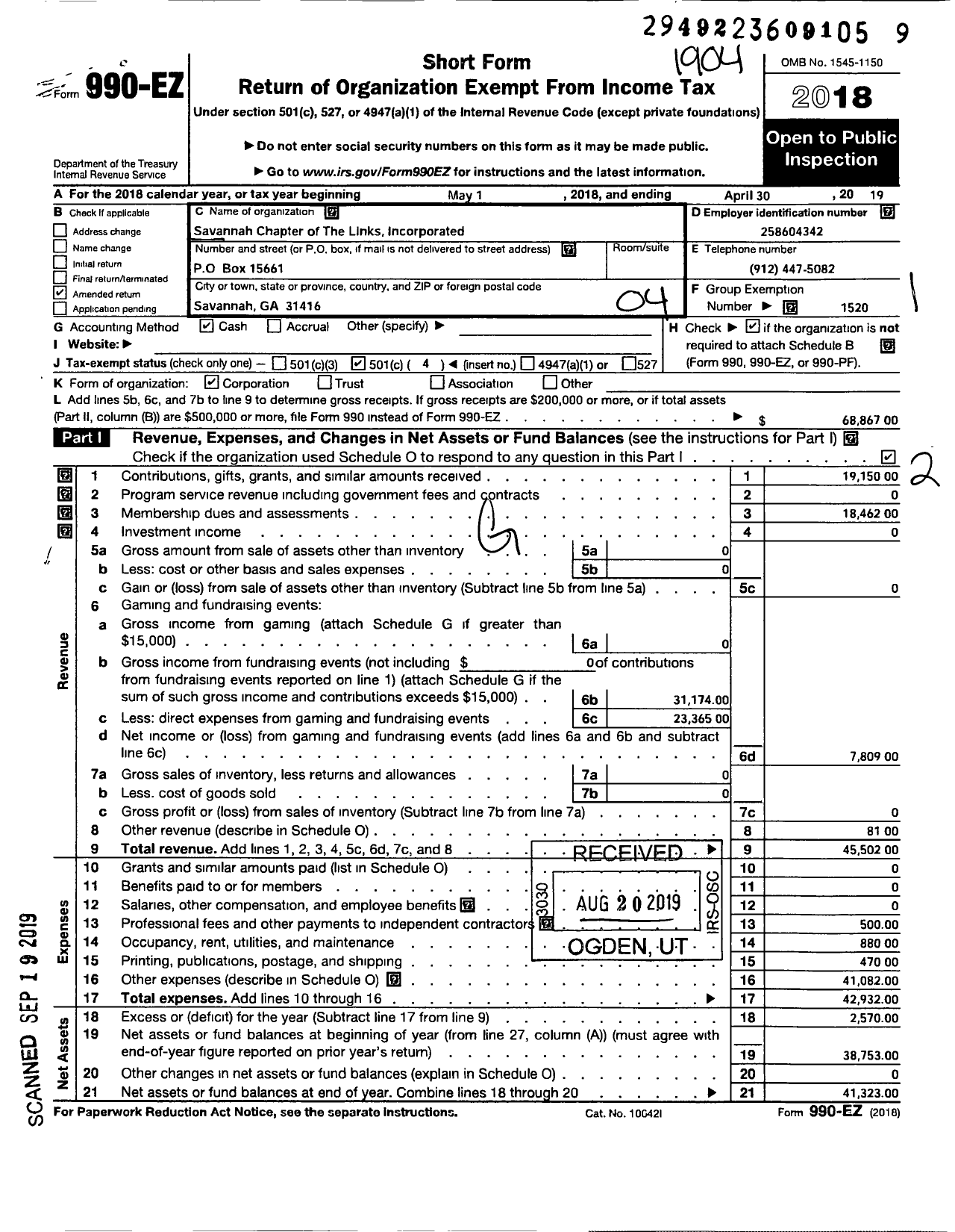 Image of first page of 2018 Form 990EO for Links Incorporated