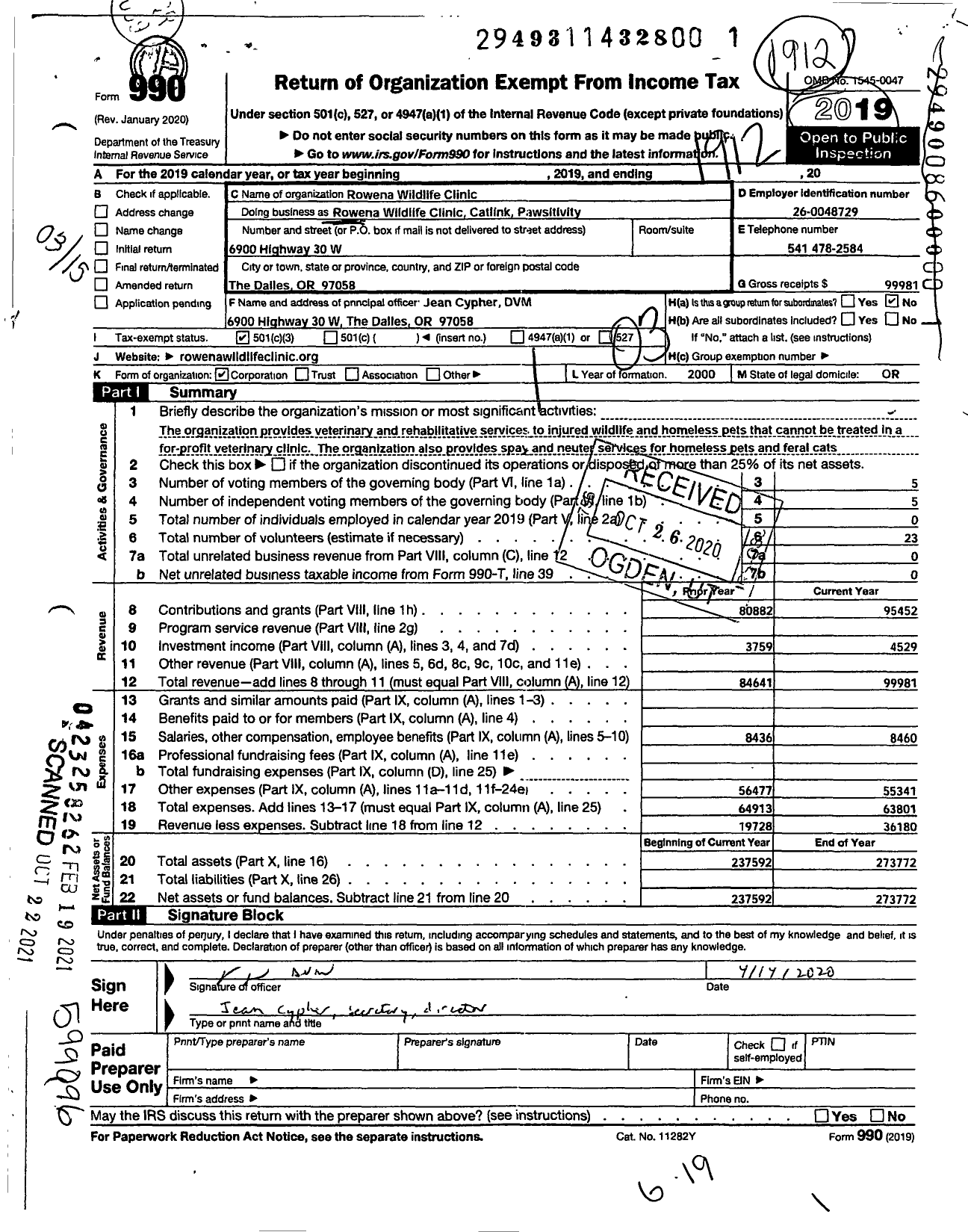 Image of first page of 2019 Form 990 for Pawsitivity