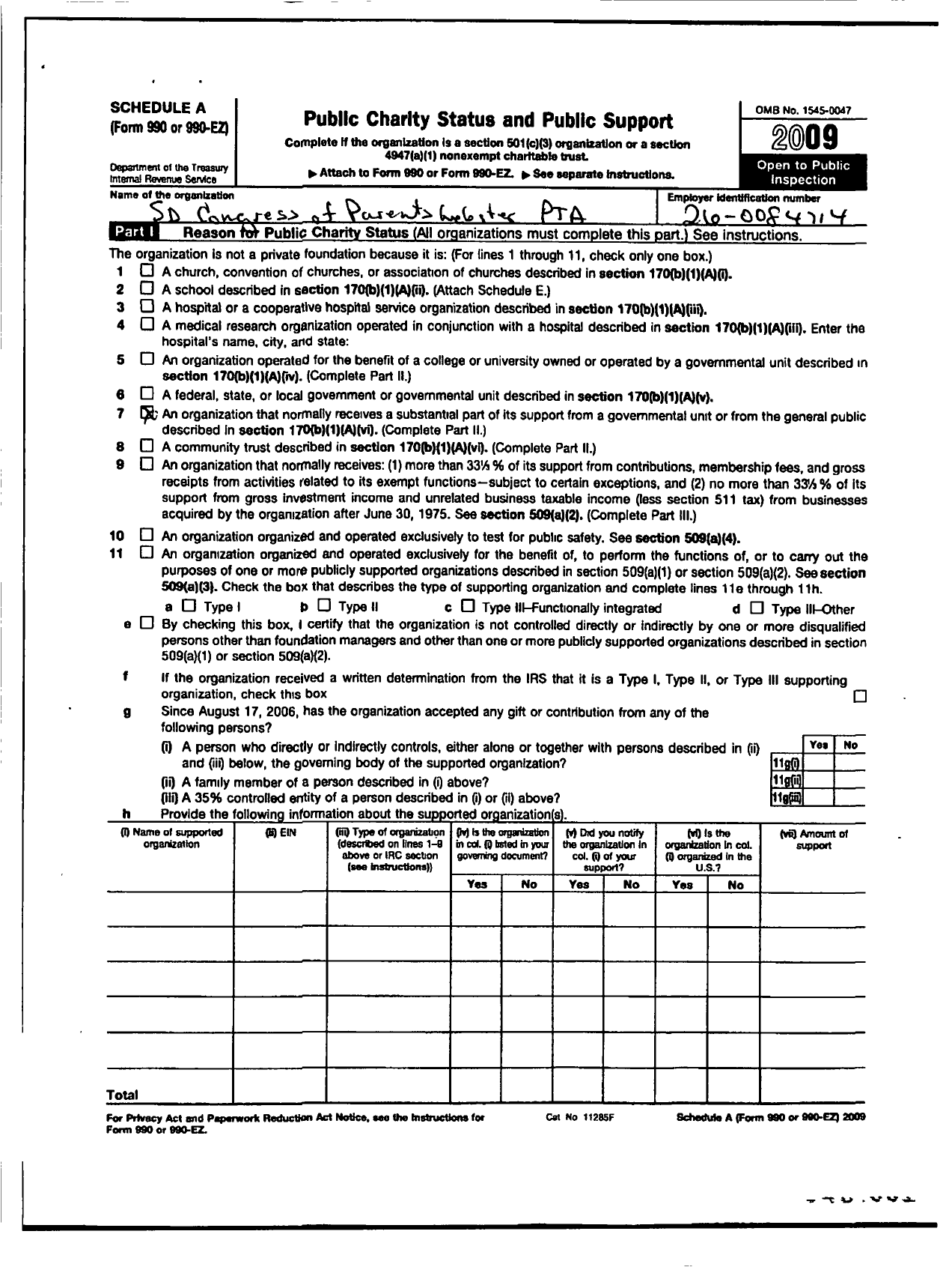 Image of first page of 2009 Form 990ER for Webster PTA