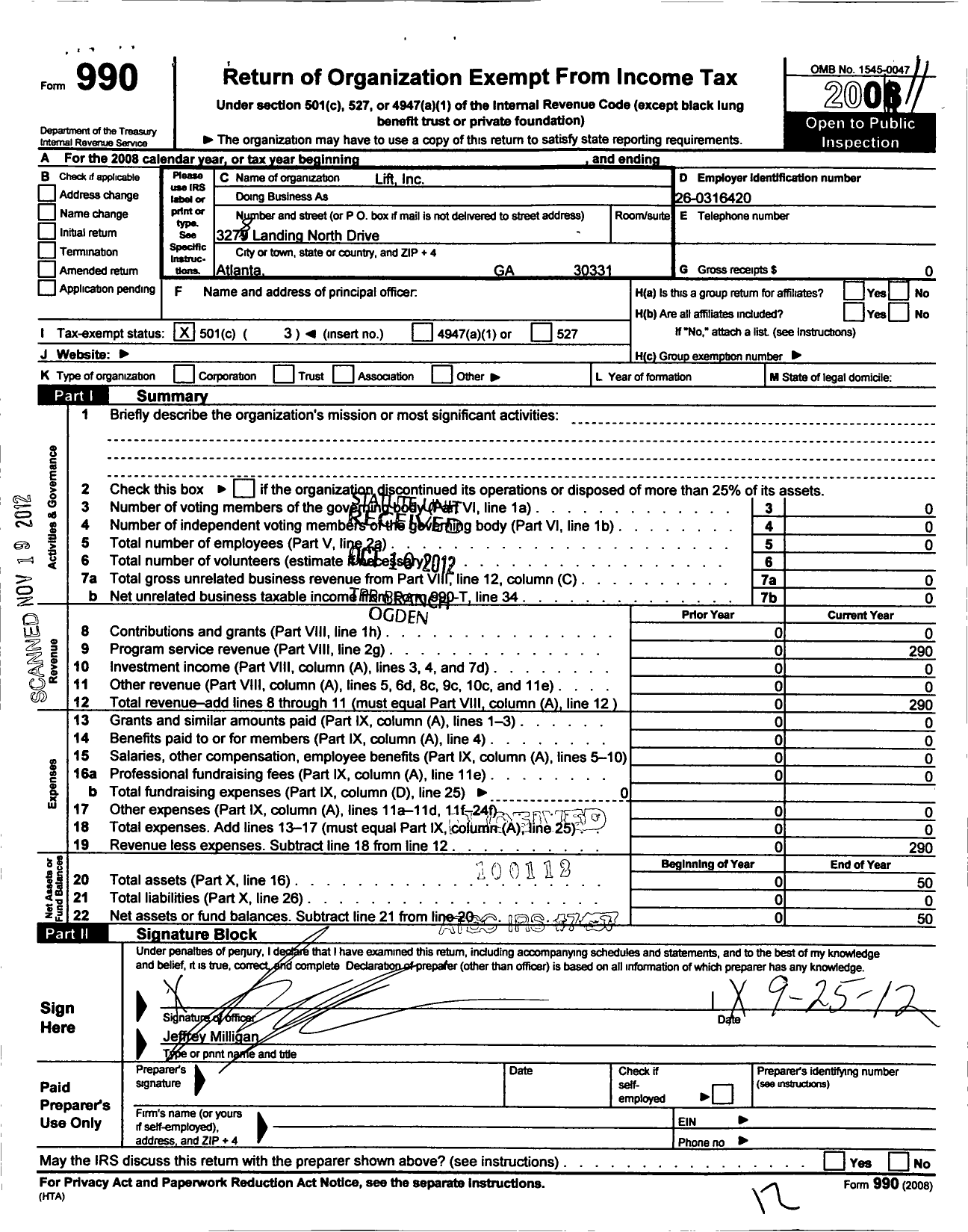 Image of first page of 2011 Form 990 for Lift