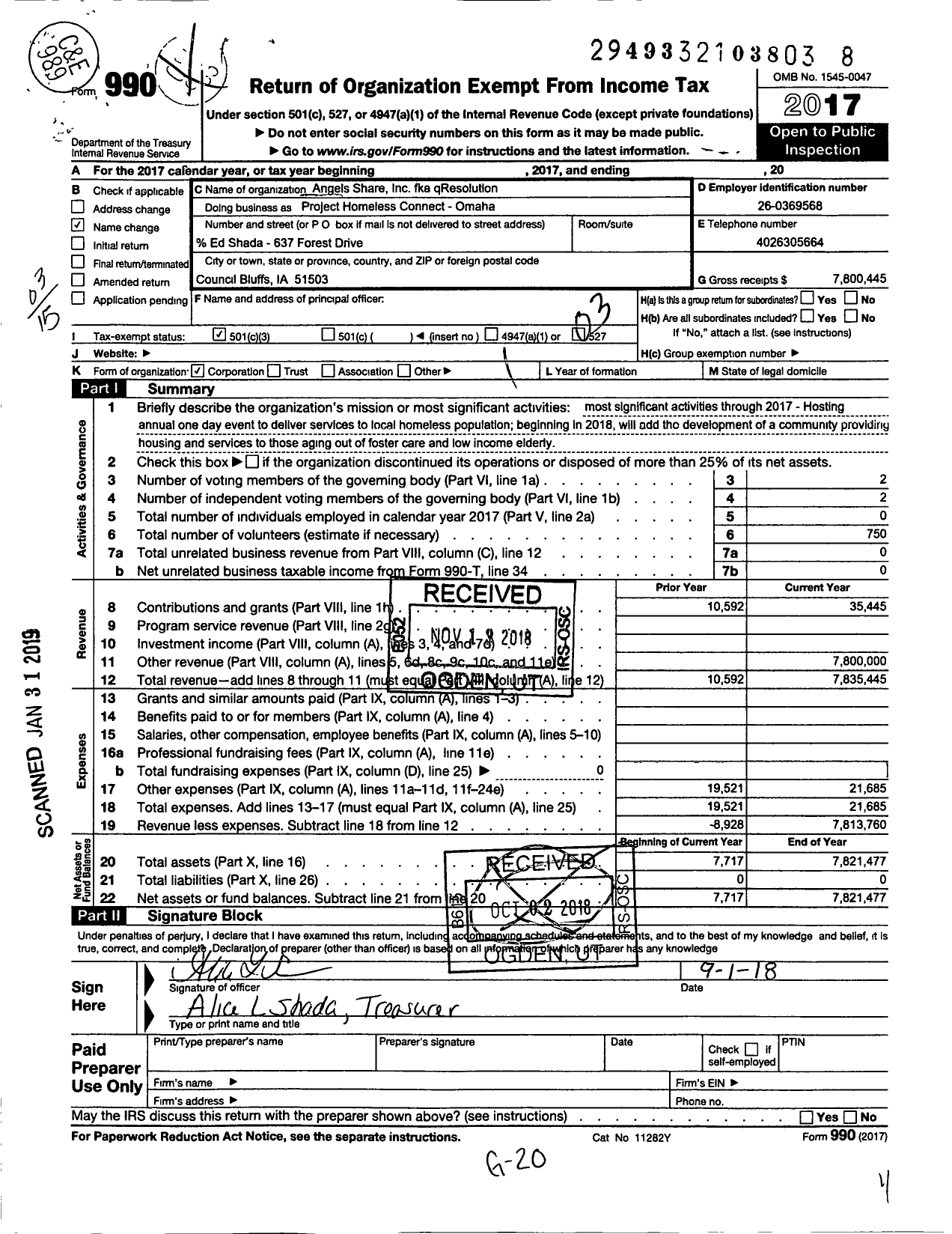 Image of first page of 2017 Form 990 for Qresolution