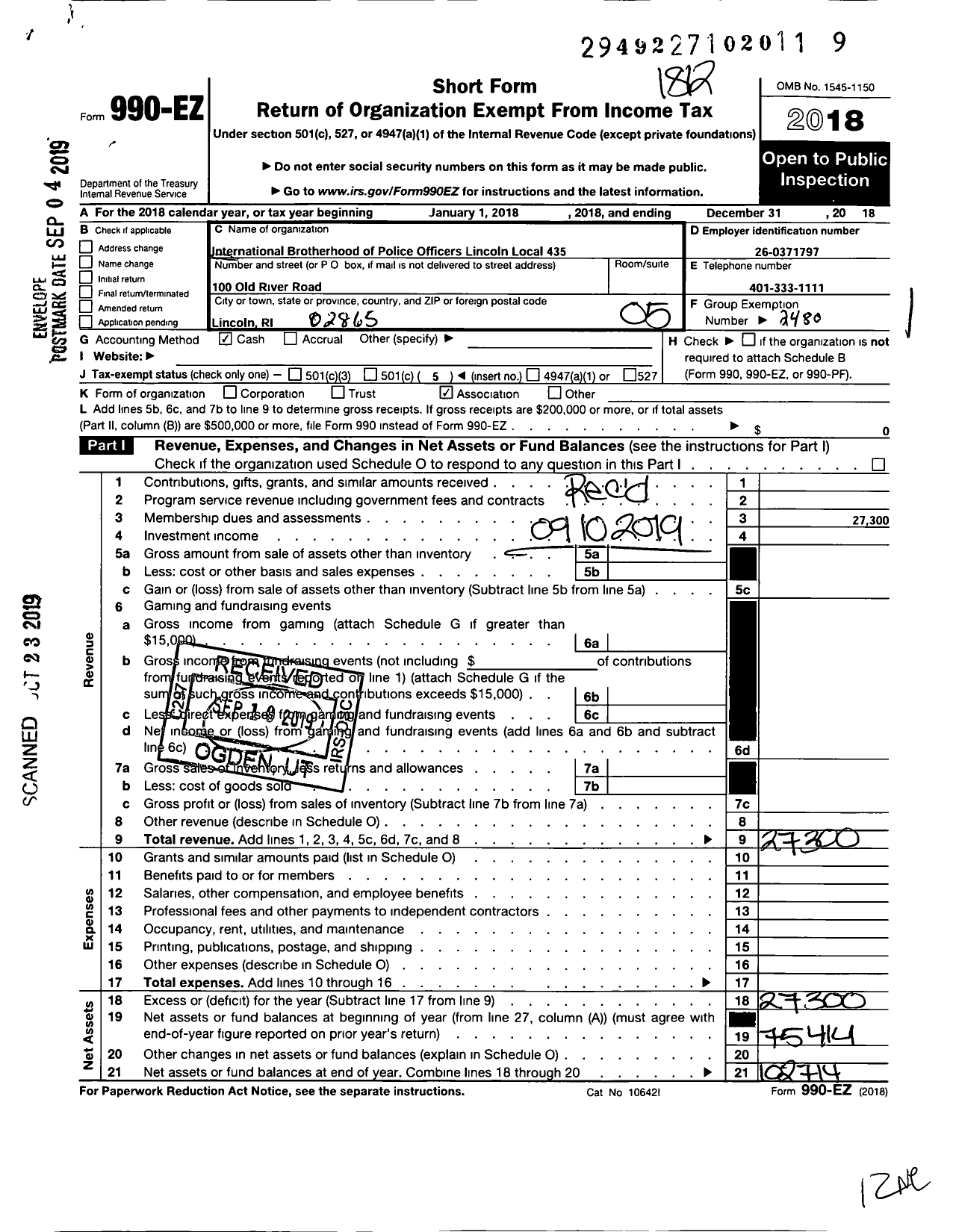 Image of first page of 2018 Form 990EO for Local 435 Ibpo-Afl Cio