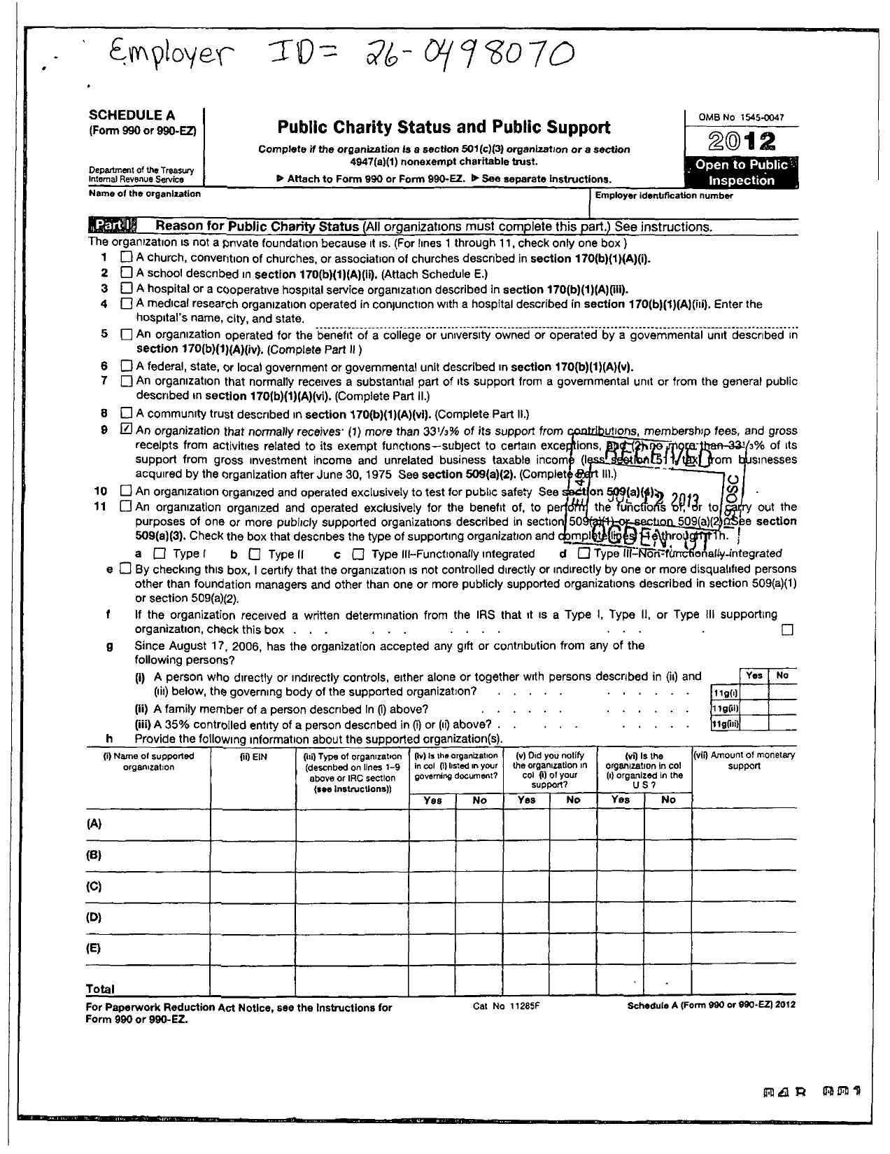 Image of first page of 2012 Form 990ER for MT Pleasant Crime Stoppers