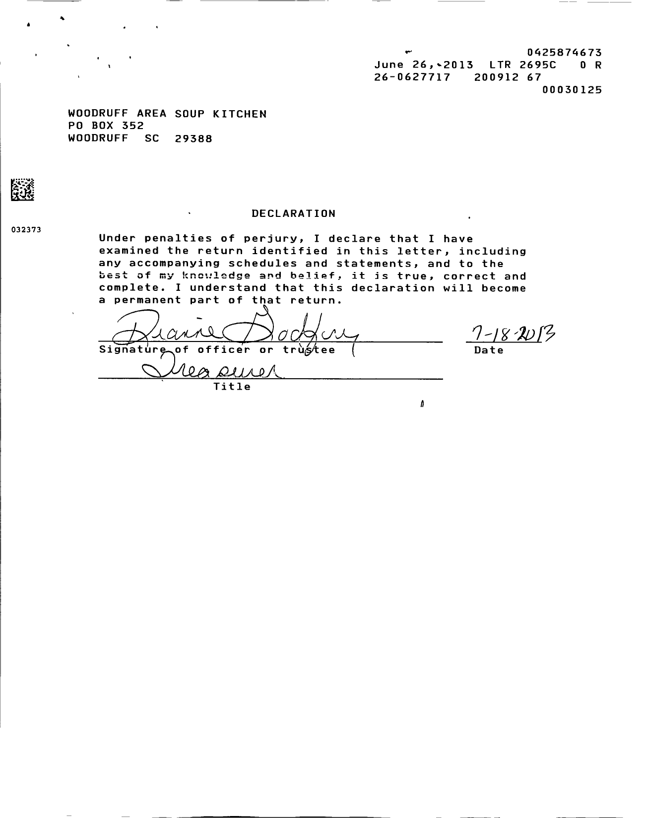 Image of first page of 2009 Form 990ER for Woodruff Area Soup Kitchen