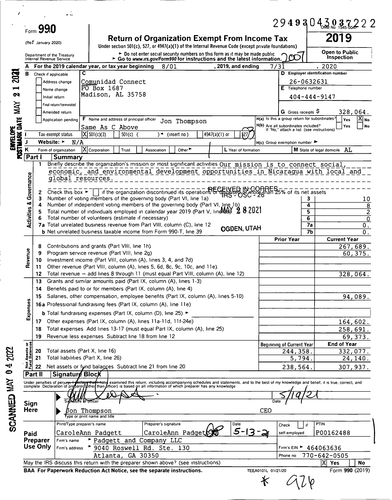 Image of first page of 2019 Form 990 for Comunidad Connect
