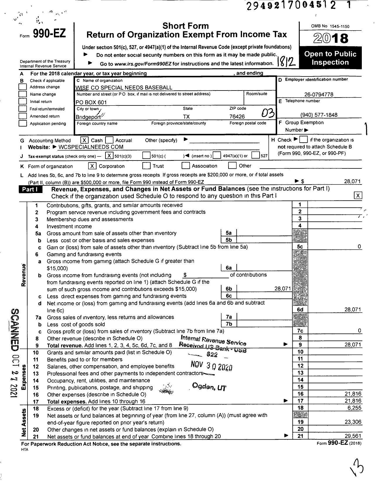 Image of first page of 2018 Form 990EZ for Made 2 Thrive