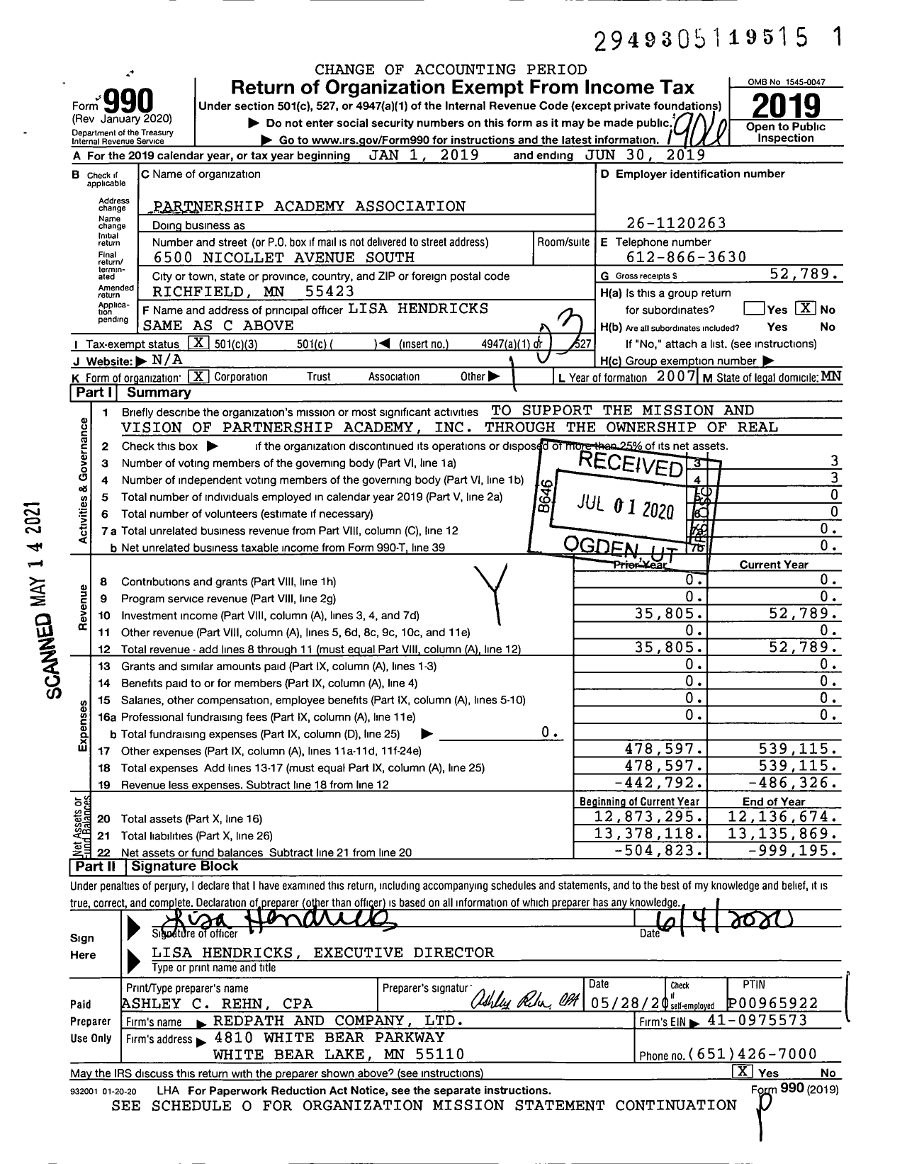 Image of first page of 2018 Form 990 for PARTNERSHIP ACAdEMY ASSOCIATION