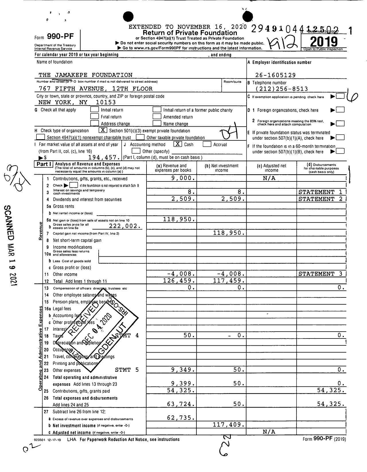 Image of first page of 2019 Form 990PF for Vfiles Foundation