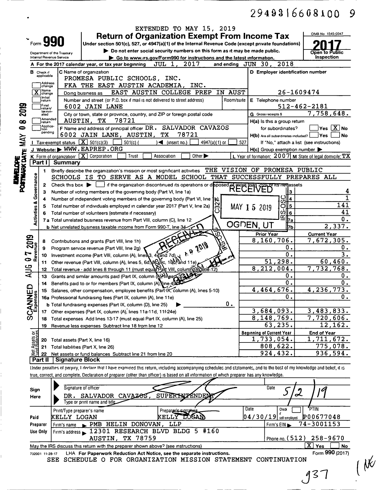 Image of first page of 2017 Form 990 for Valere Public Schools