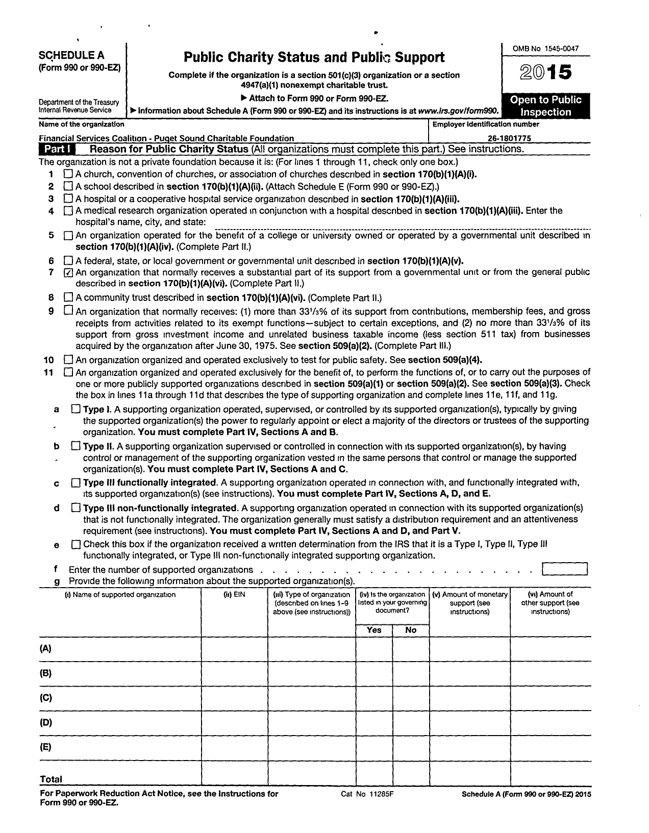 Image of first page of 2015 Form 990ER for Financial Services Coalition