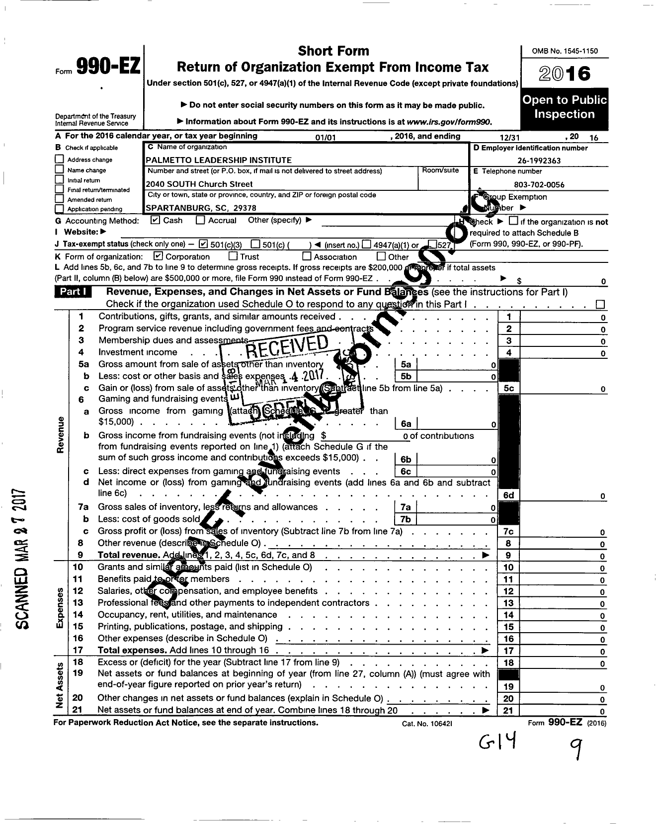 Image of first page of 2016 Form 990EZ for Delta Beta Lambda Foundation