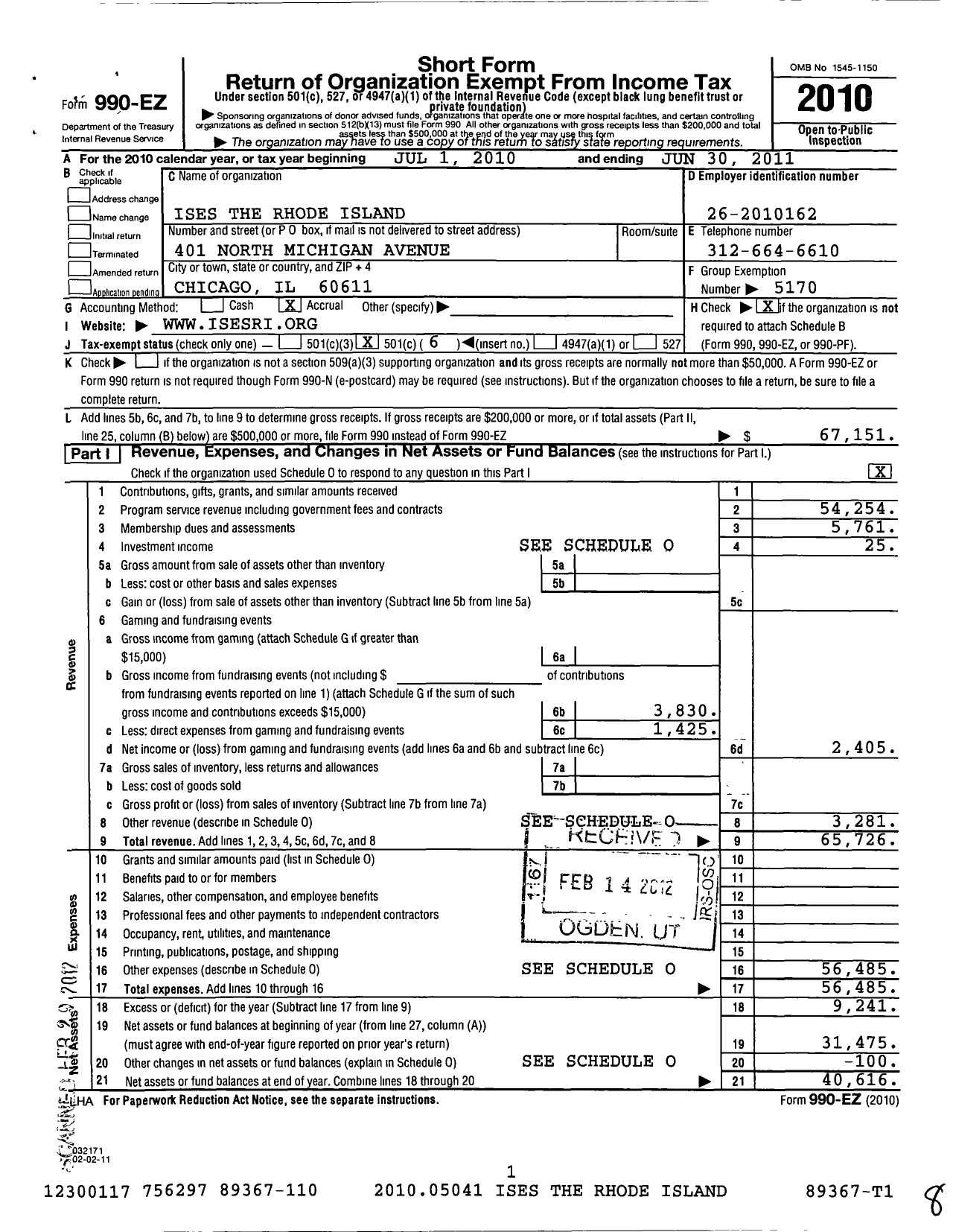 Image of first page of 2010 Form 990EO for International Live Events Association / Rhode Island Chapter