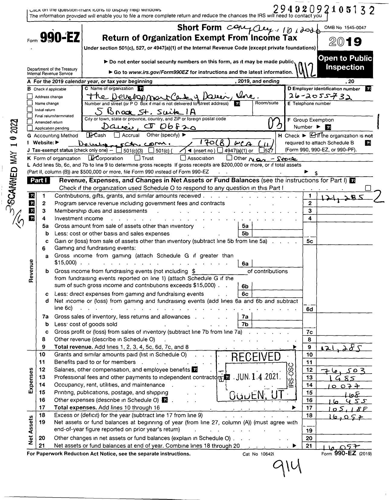 Image of first page of 2019 Form 990EZ for Tite Development Center Darien
