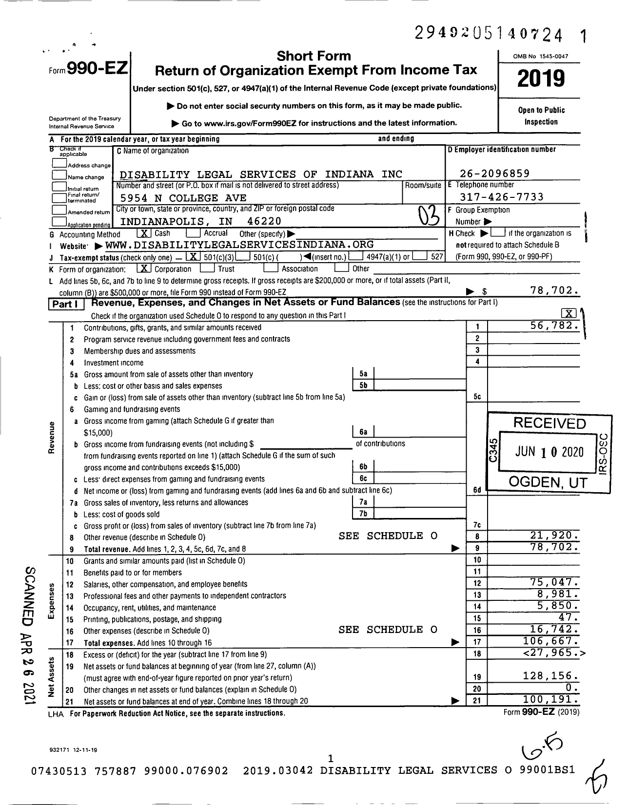 Image of first page of 2019 Form 990EZ for Ability Allies