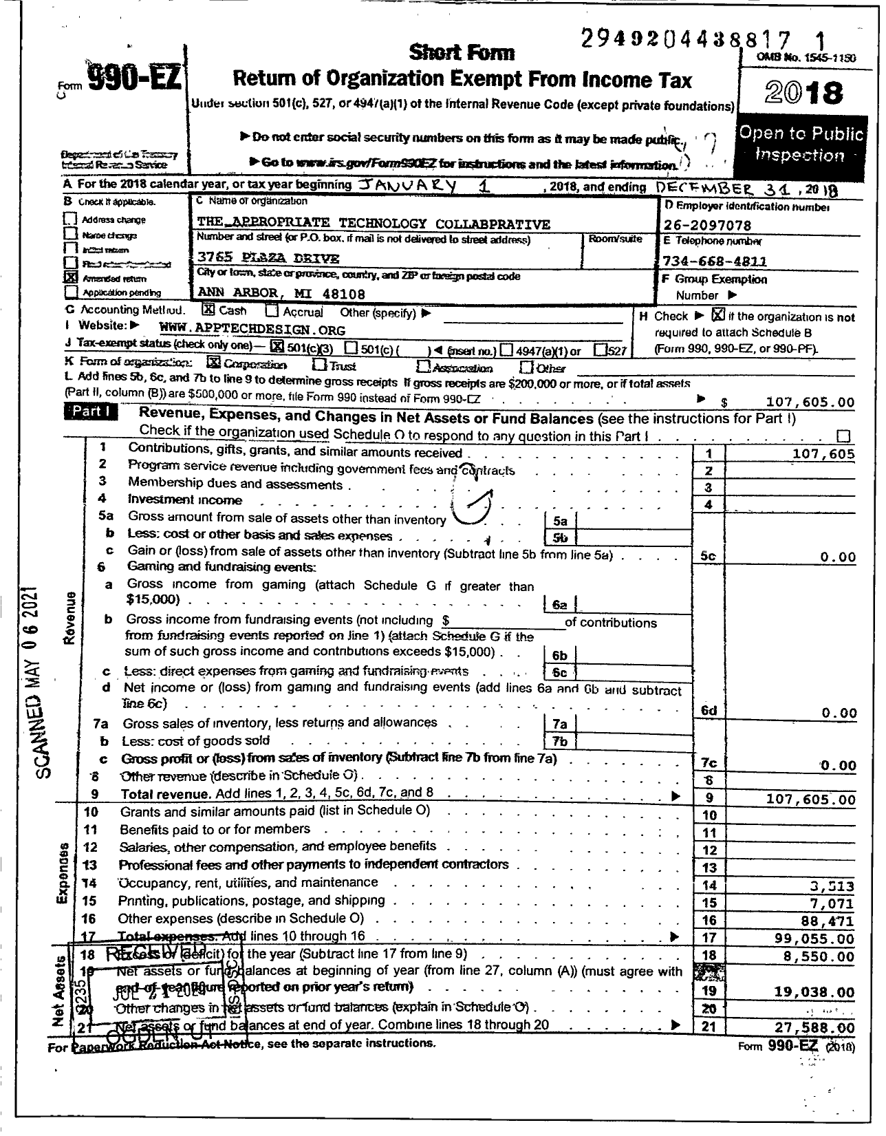 Image of first page of 2018 Form 990EZ for Appropriate Technology Collaborative