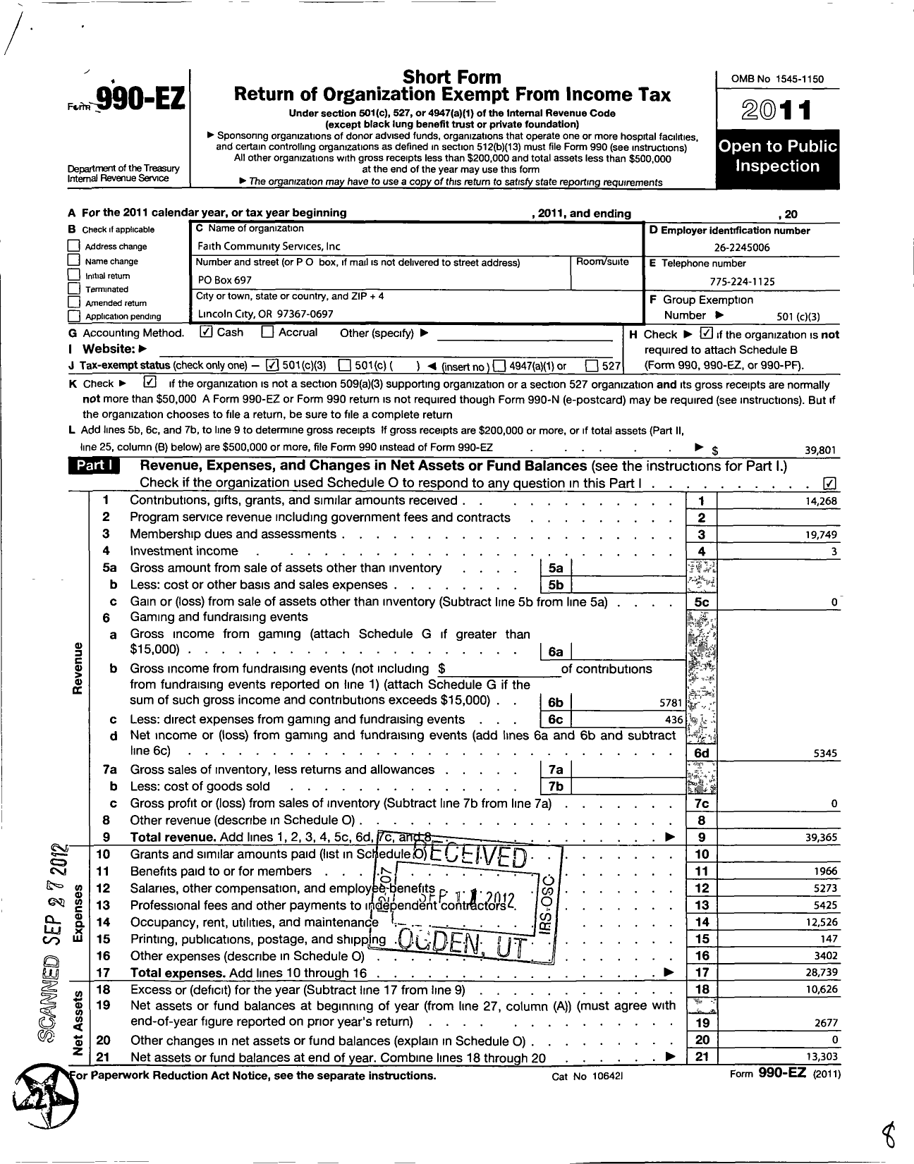 Image of first page of 2011 Form 990EZ for New Choices