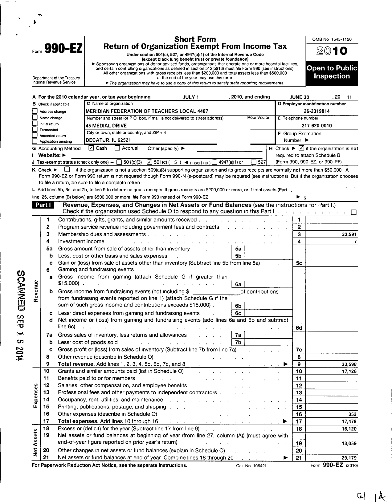 Image of first page of 2010 Form 990EO for American Federation of Teachers - American Federation of Teachers