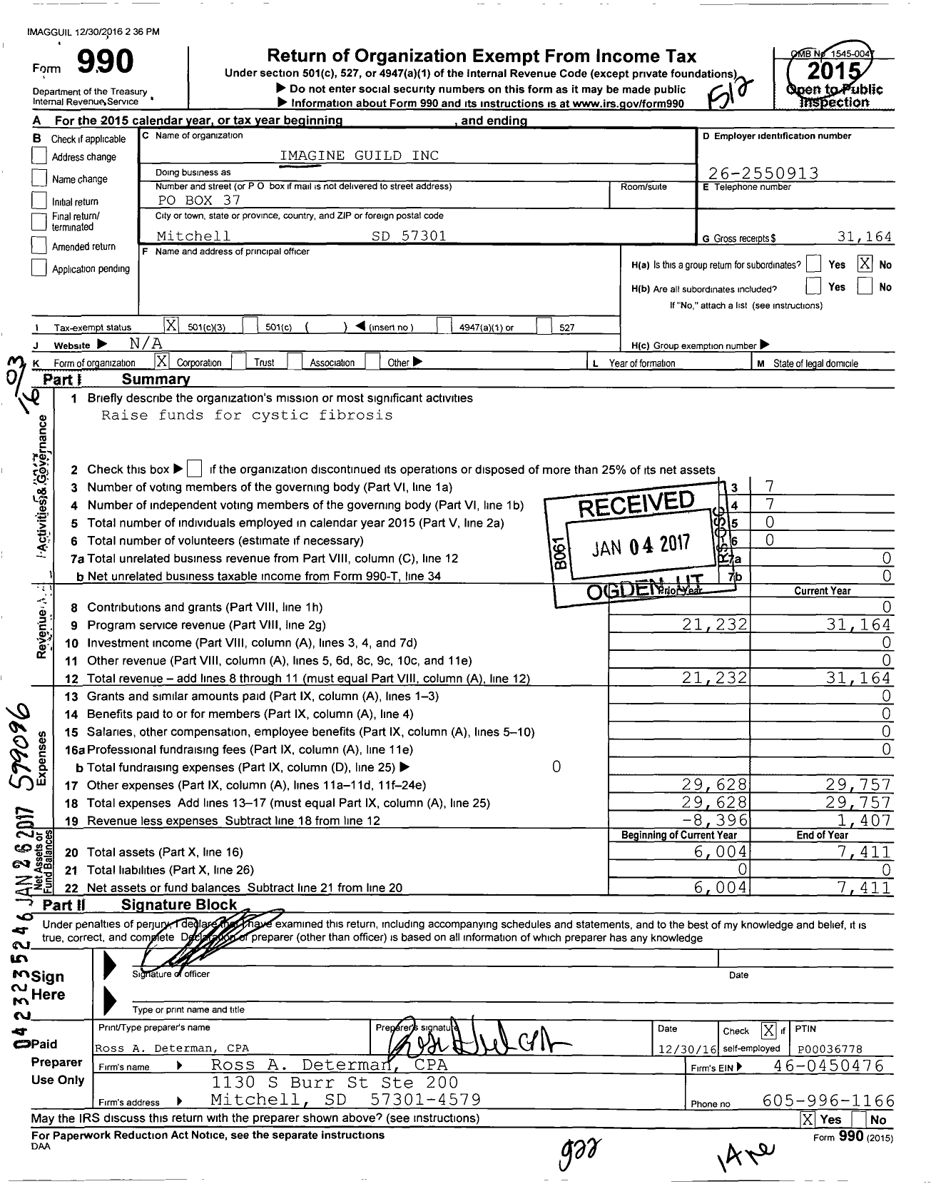 Image of first page of 2015 Form 990 for Imagine Guild