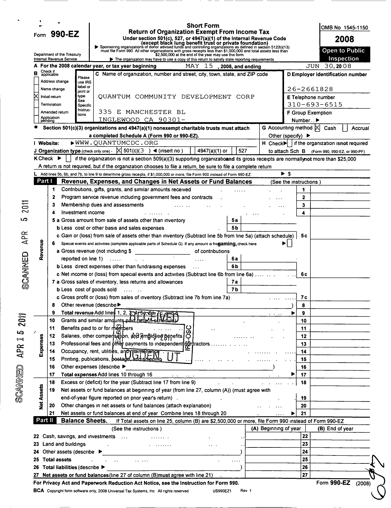 Image of first page of 2007 Form 990EZ for Quantum CDC