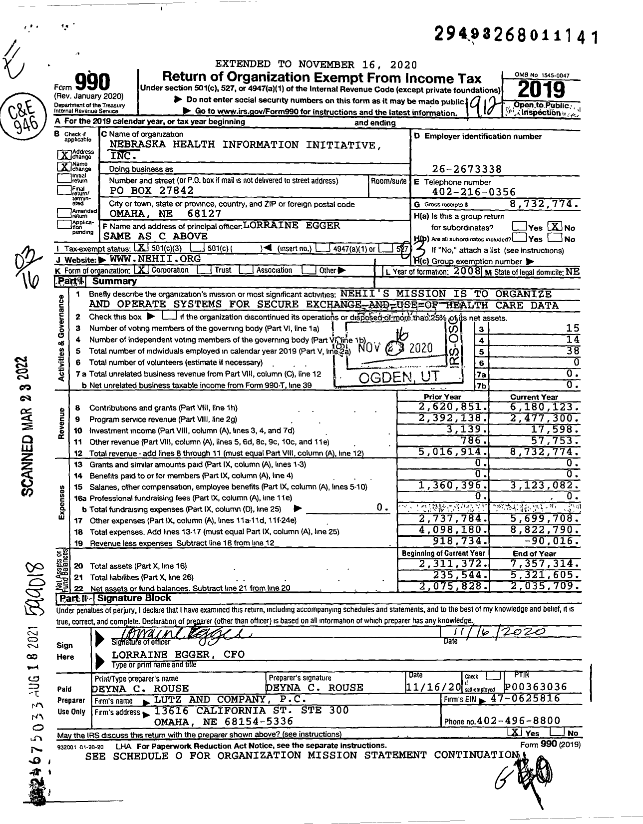 Image of first page of 2019 Form 990 for Cynchealth